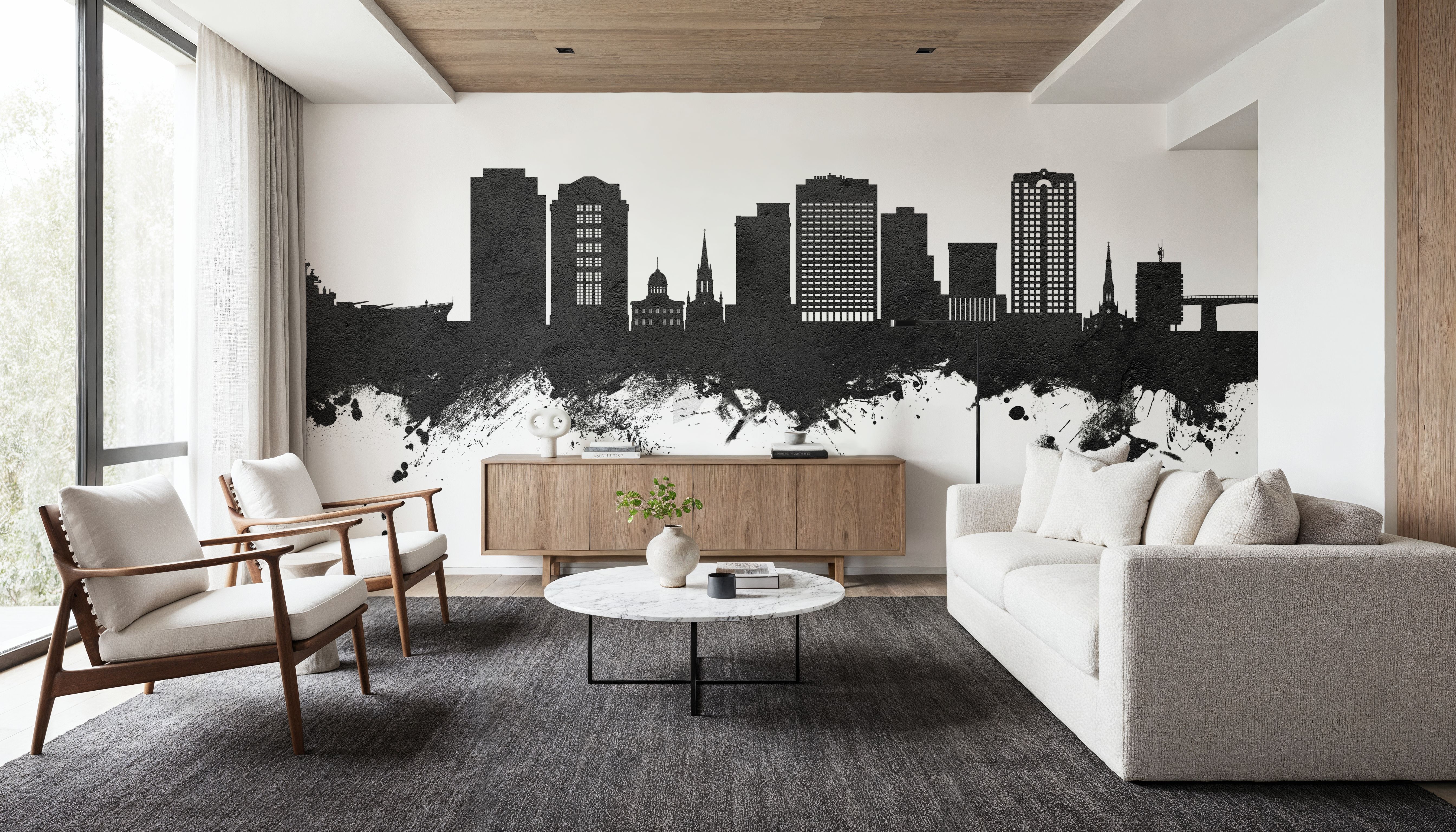 Norfolk Virginia Skyline Black & White