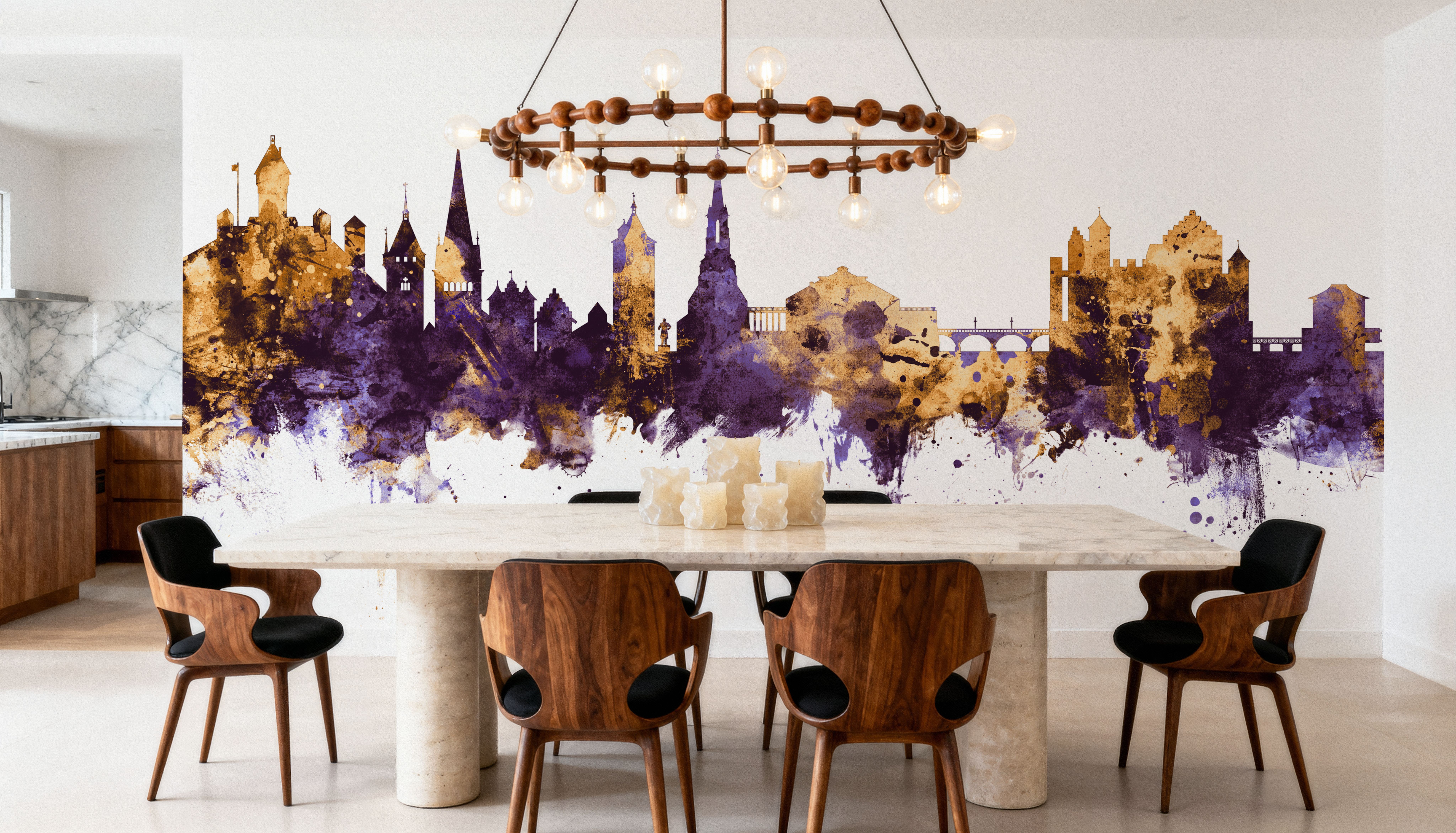 Schaffhausen Switzerland Skyline Purple & Gold, Tapeten