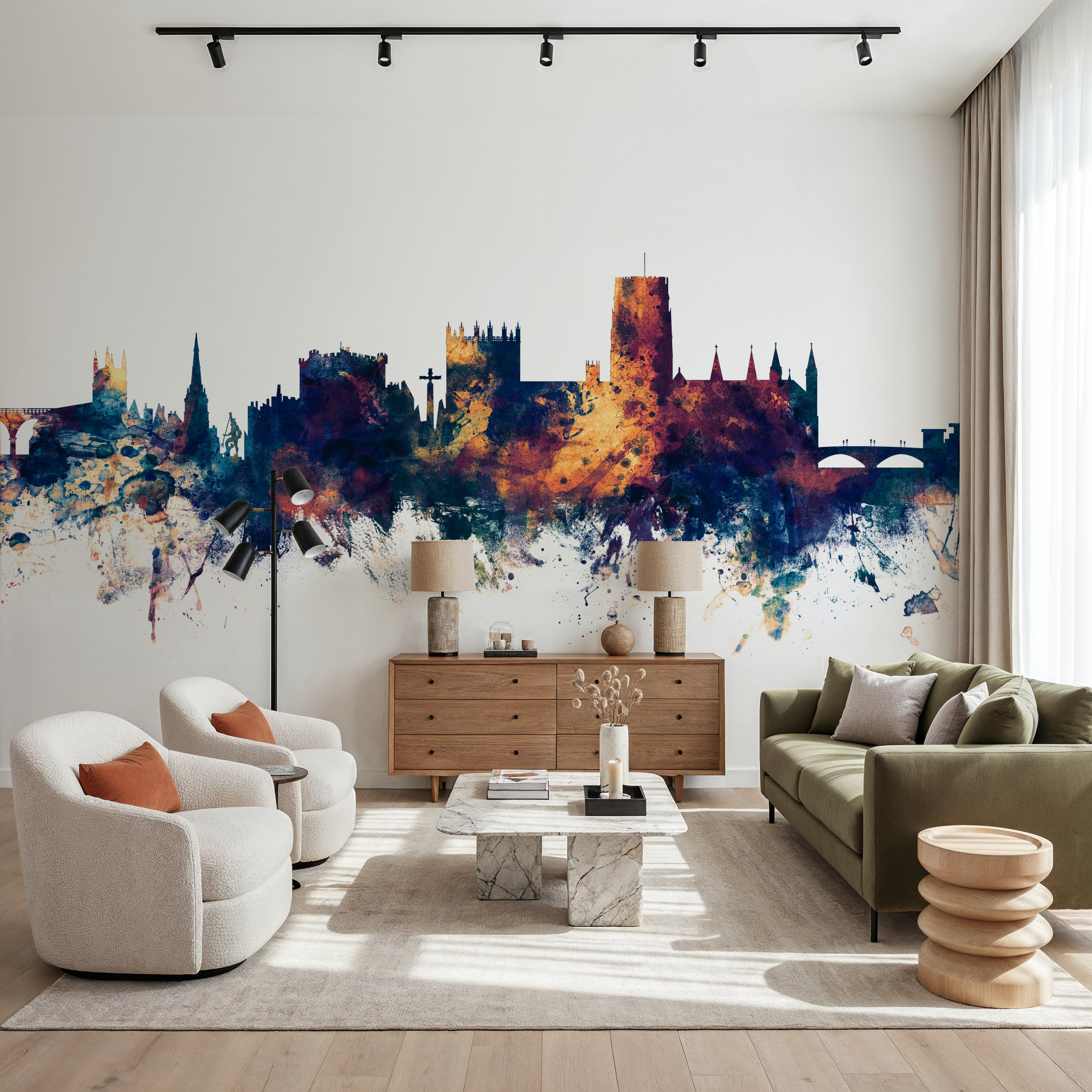 Durham England Skyline Blue & Bronze