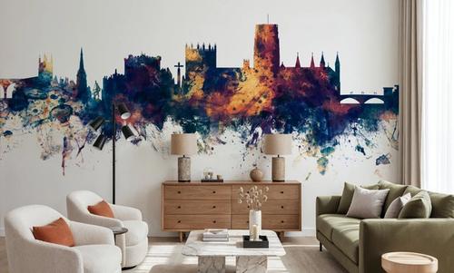 Durham England Skyline Blue & Bronze