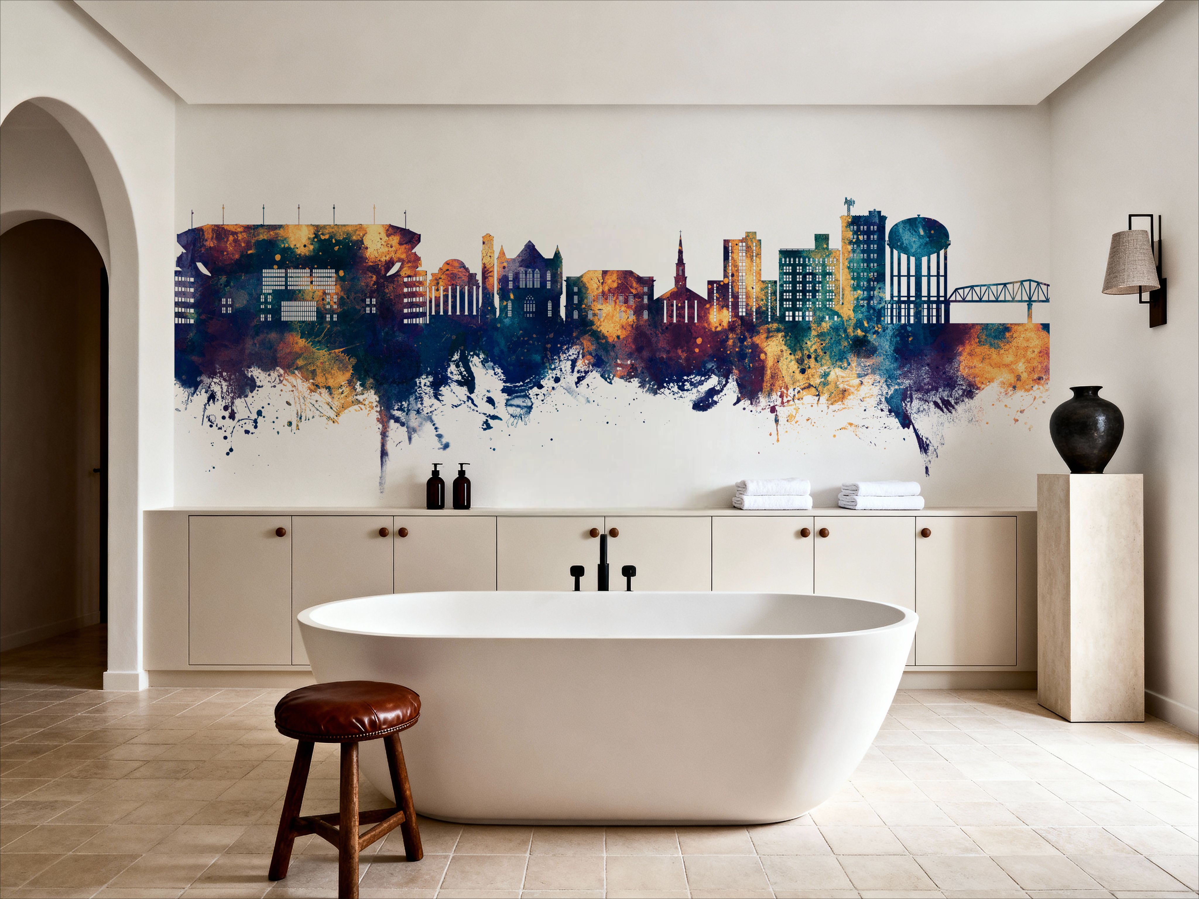 Tuscaloosa Alabama Skyline Blue & Bronze, Wallpaper