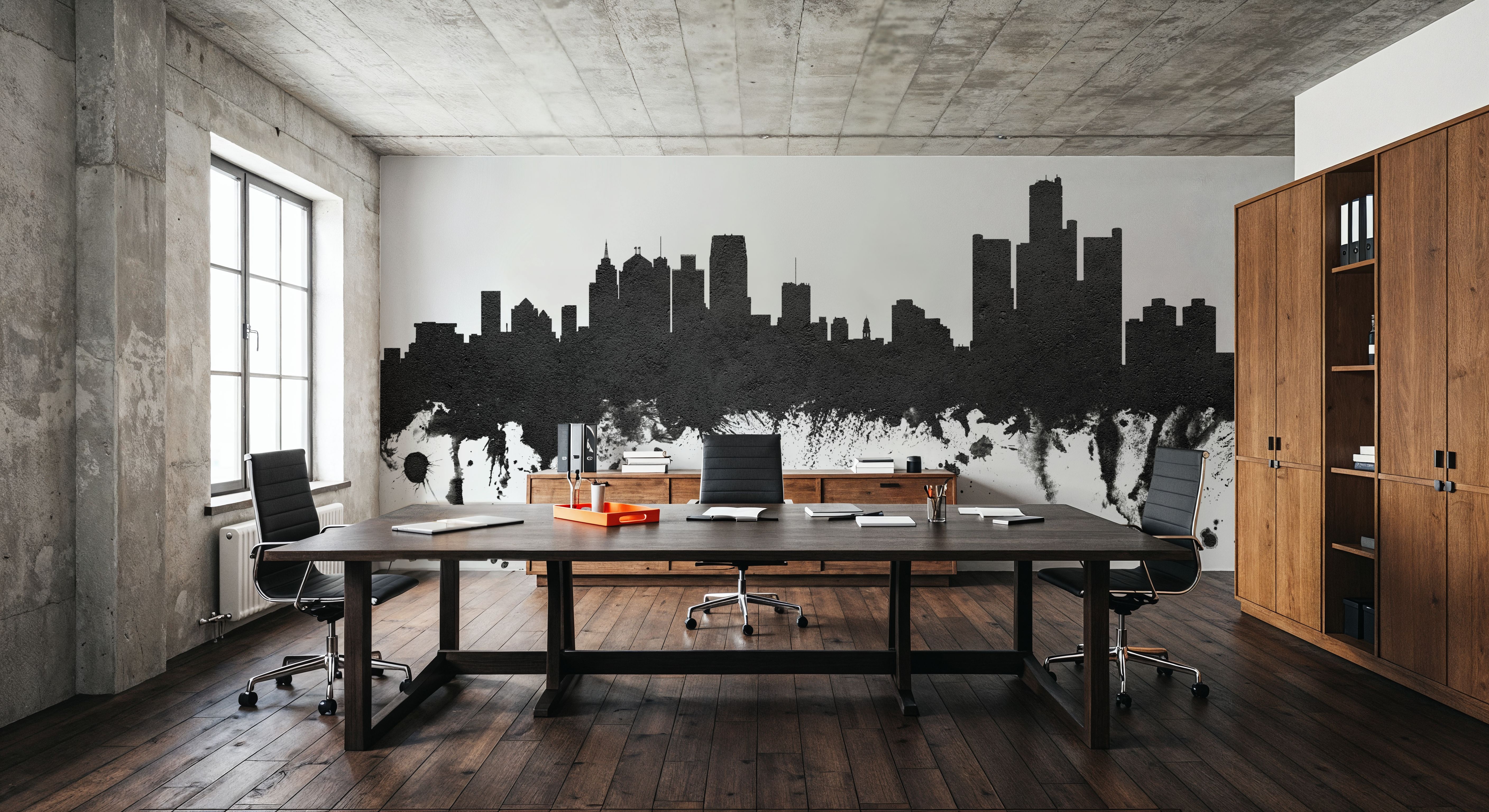 Detroit Michigan Skyline Black & White