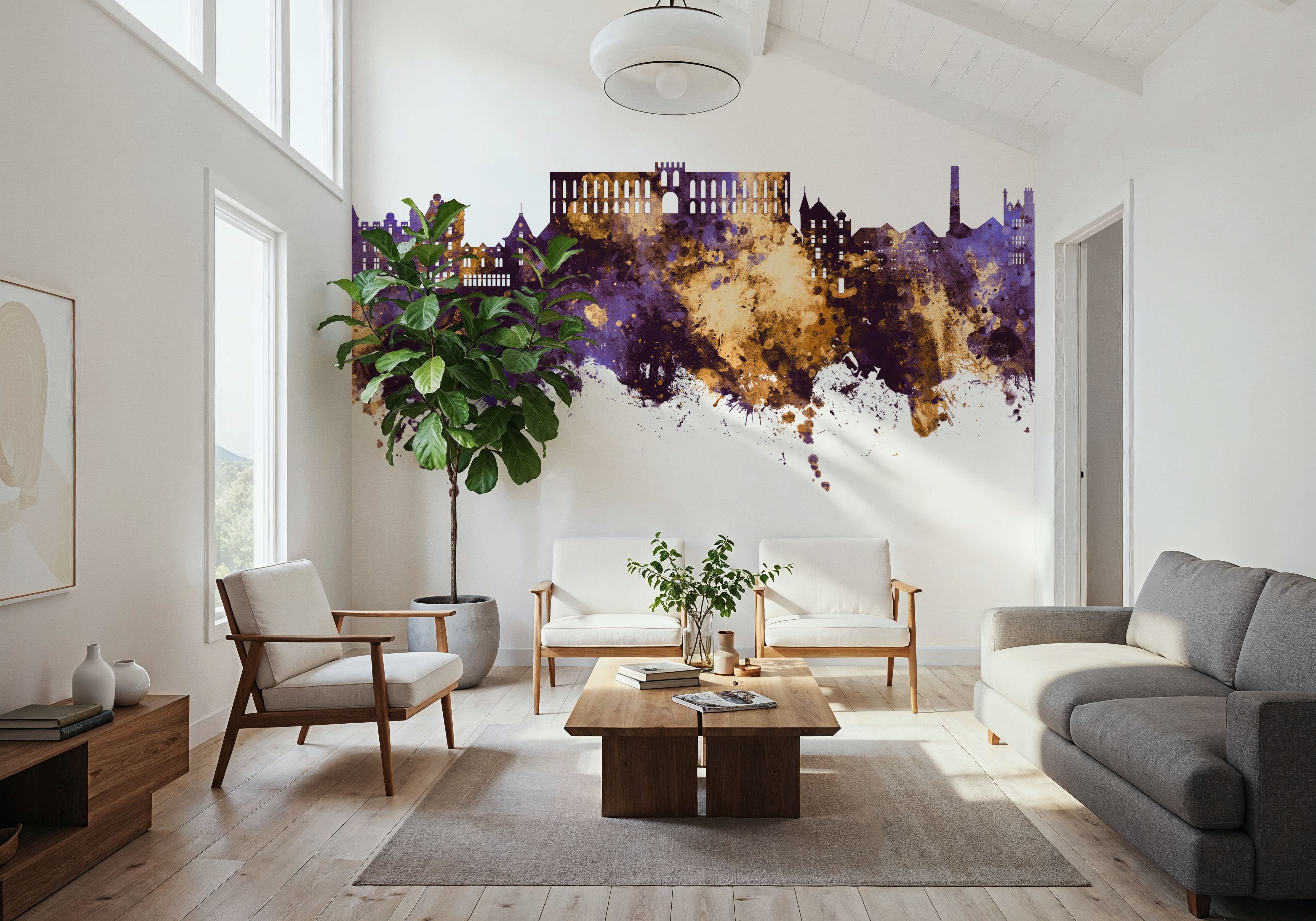 Oban Scotland Skyline Purple & Gold