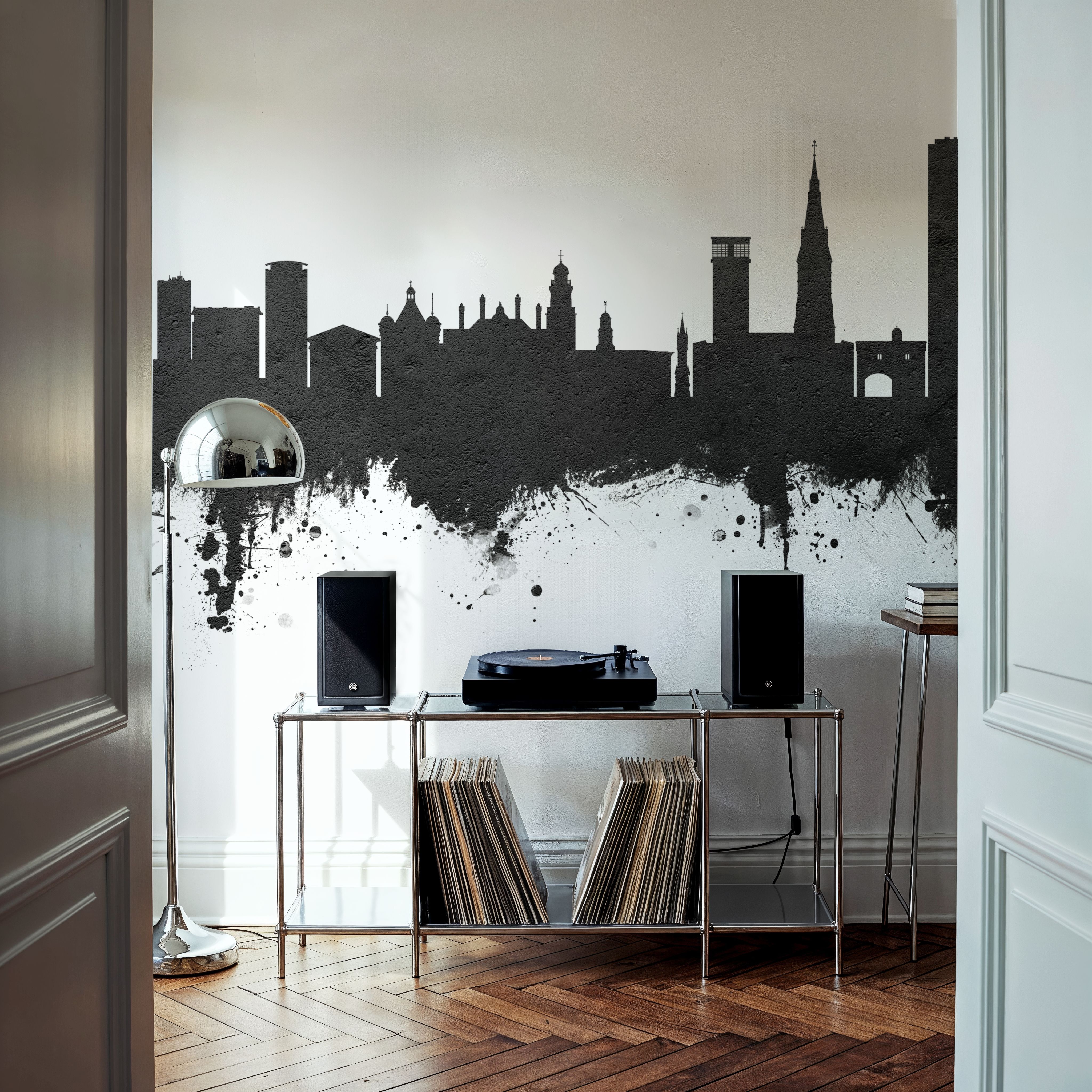 Leicester England Skyline Black & White