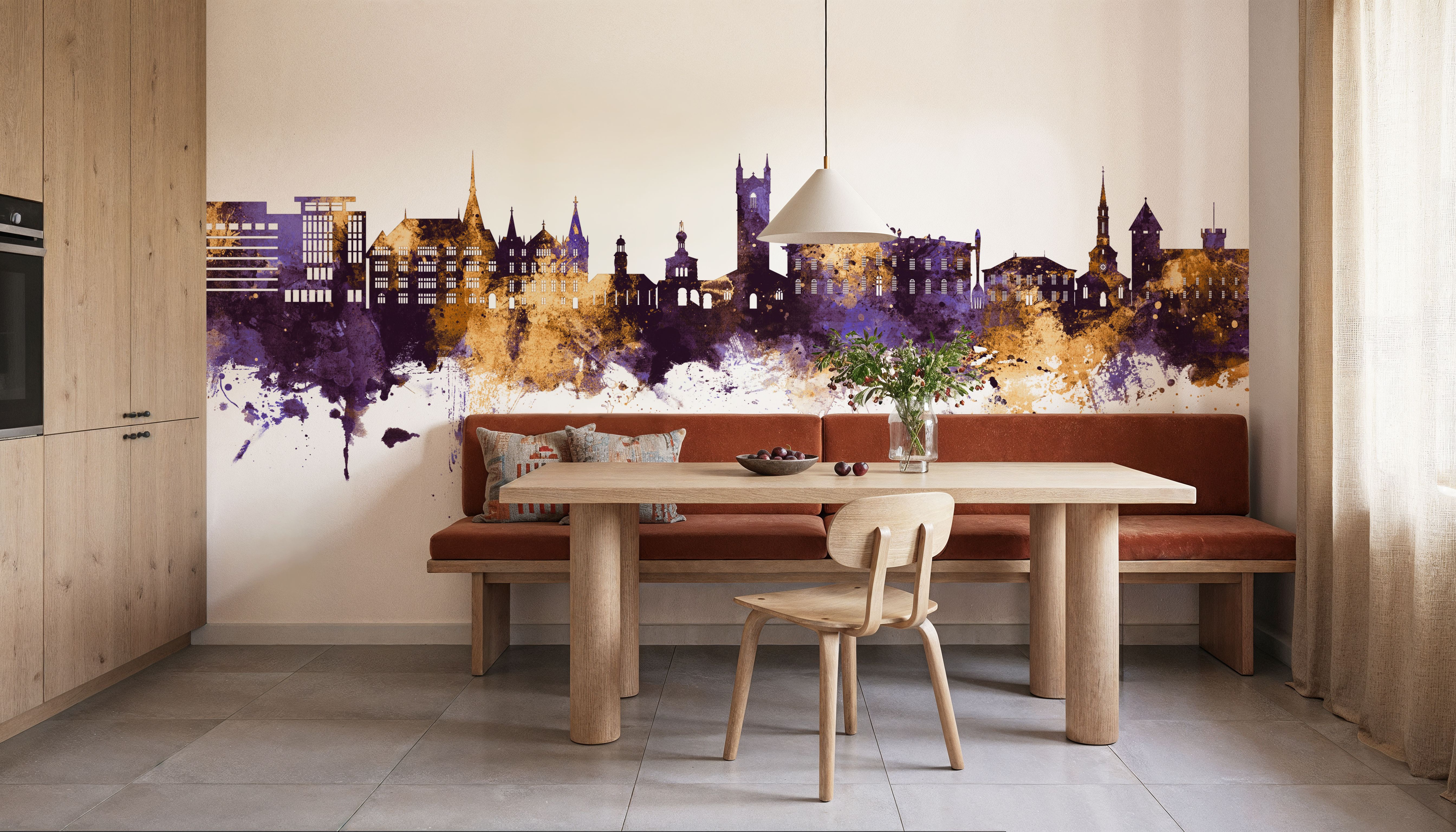 Vevey Switzerland Skyline Purple & Gold