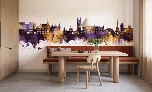 Vevey Switzerland Skyline Purple & Gold