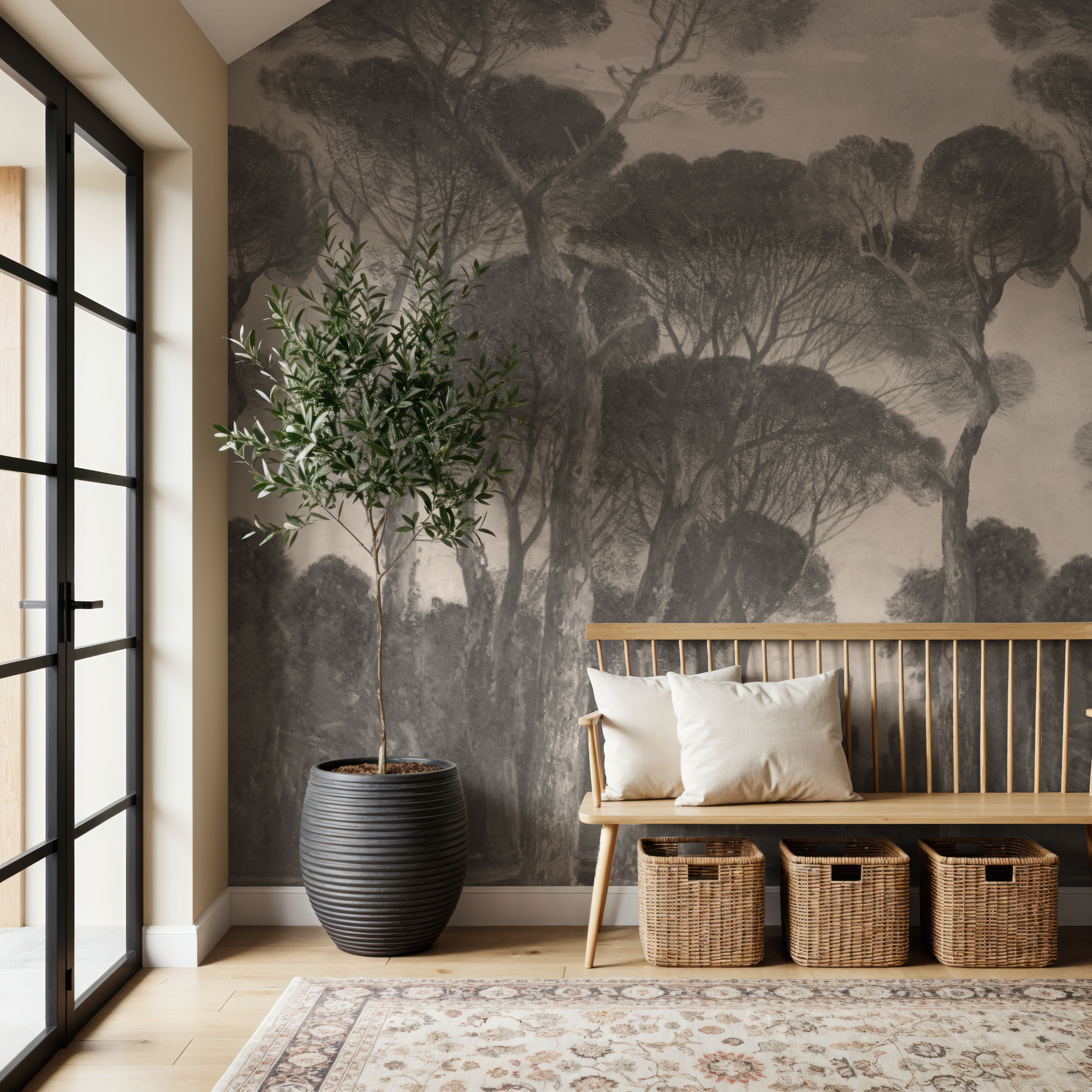 Umbrella Pines Landscape, Sepia