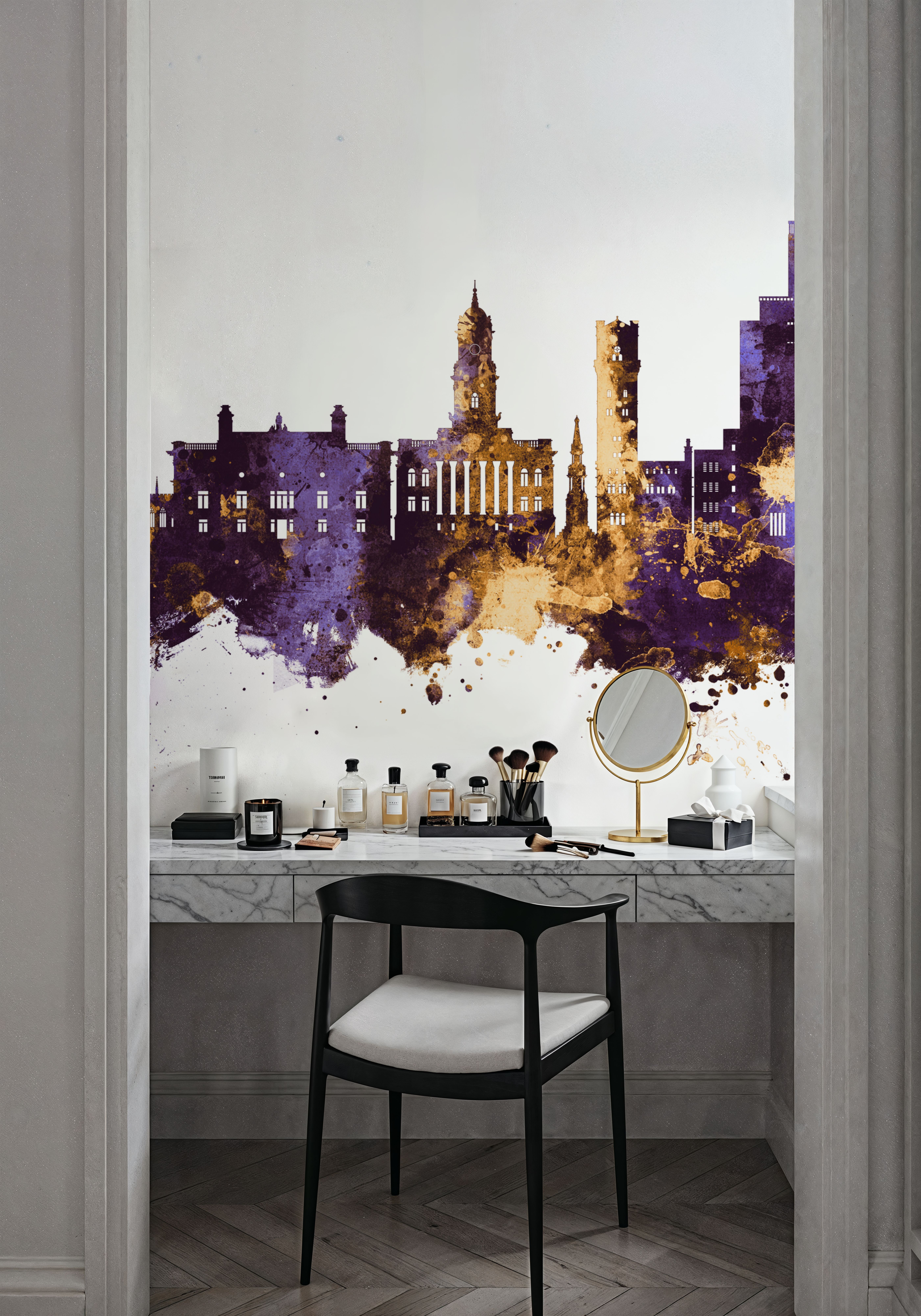 Birkehead England Skyline Purple & Gold