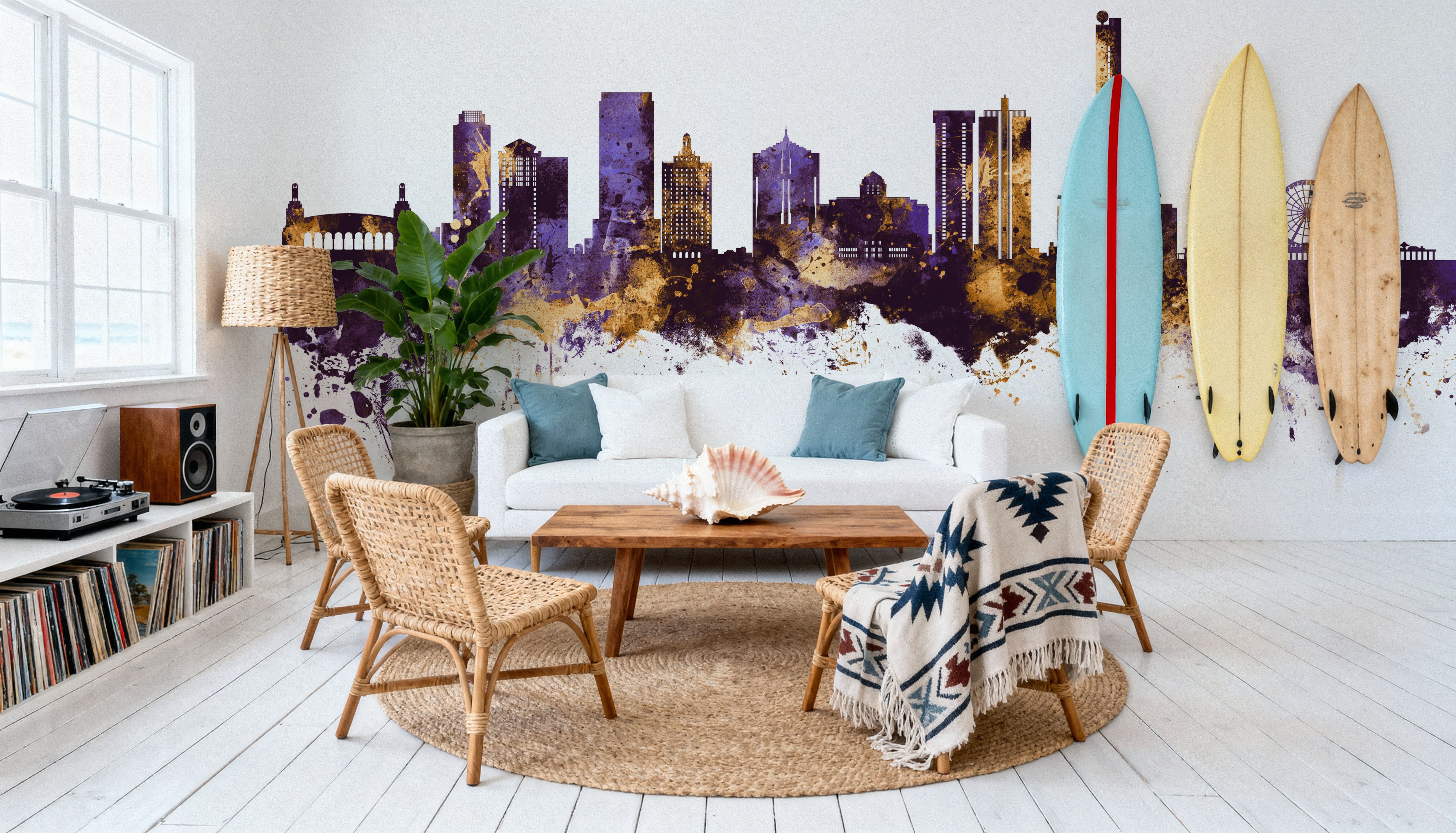 Atlantic City New Jersey Skyline Purple & Gold