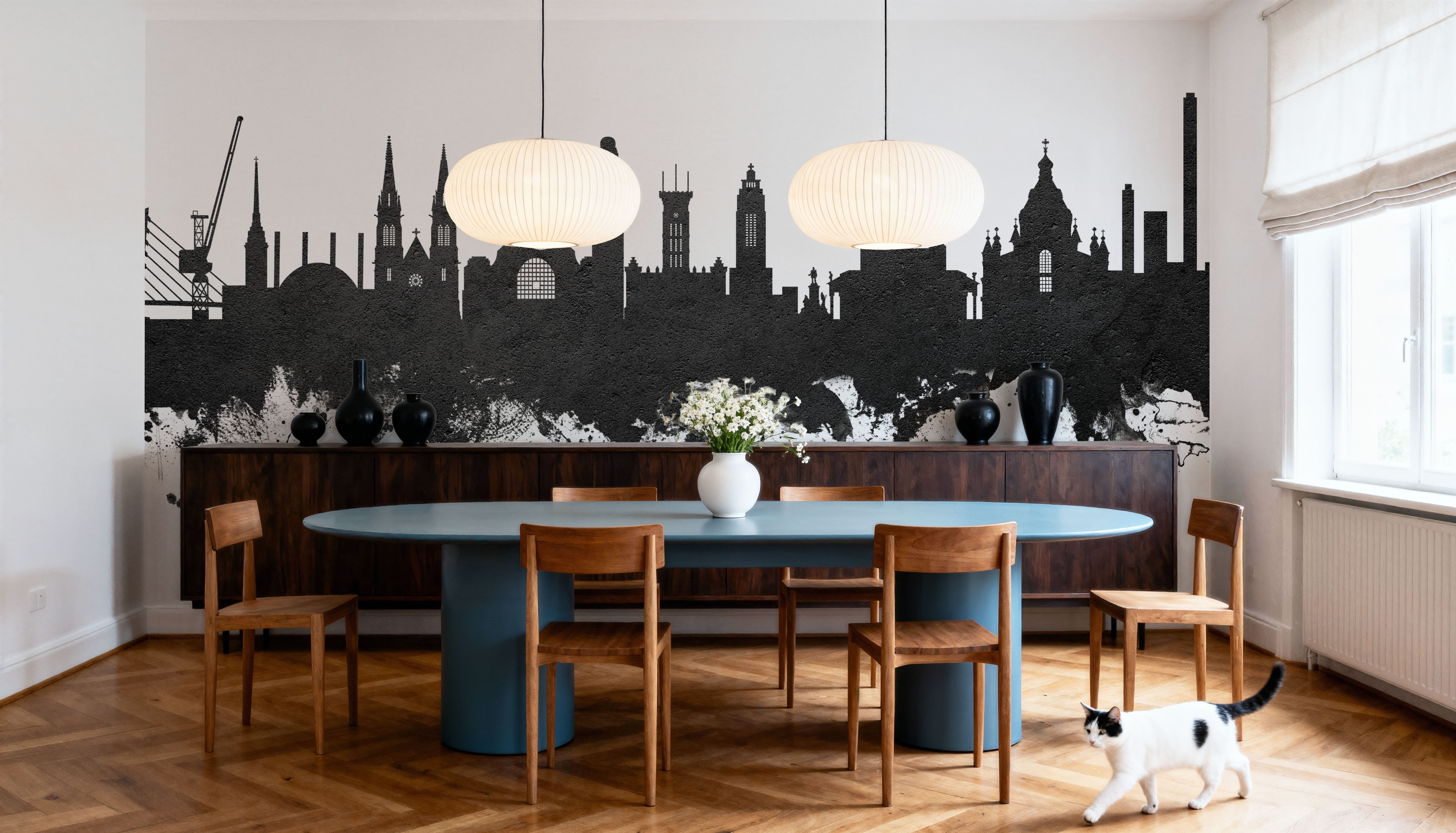 Helsinki Skyline Black & White