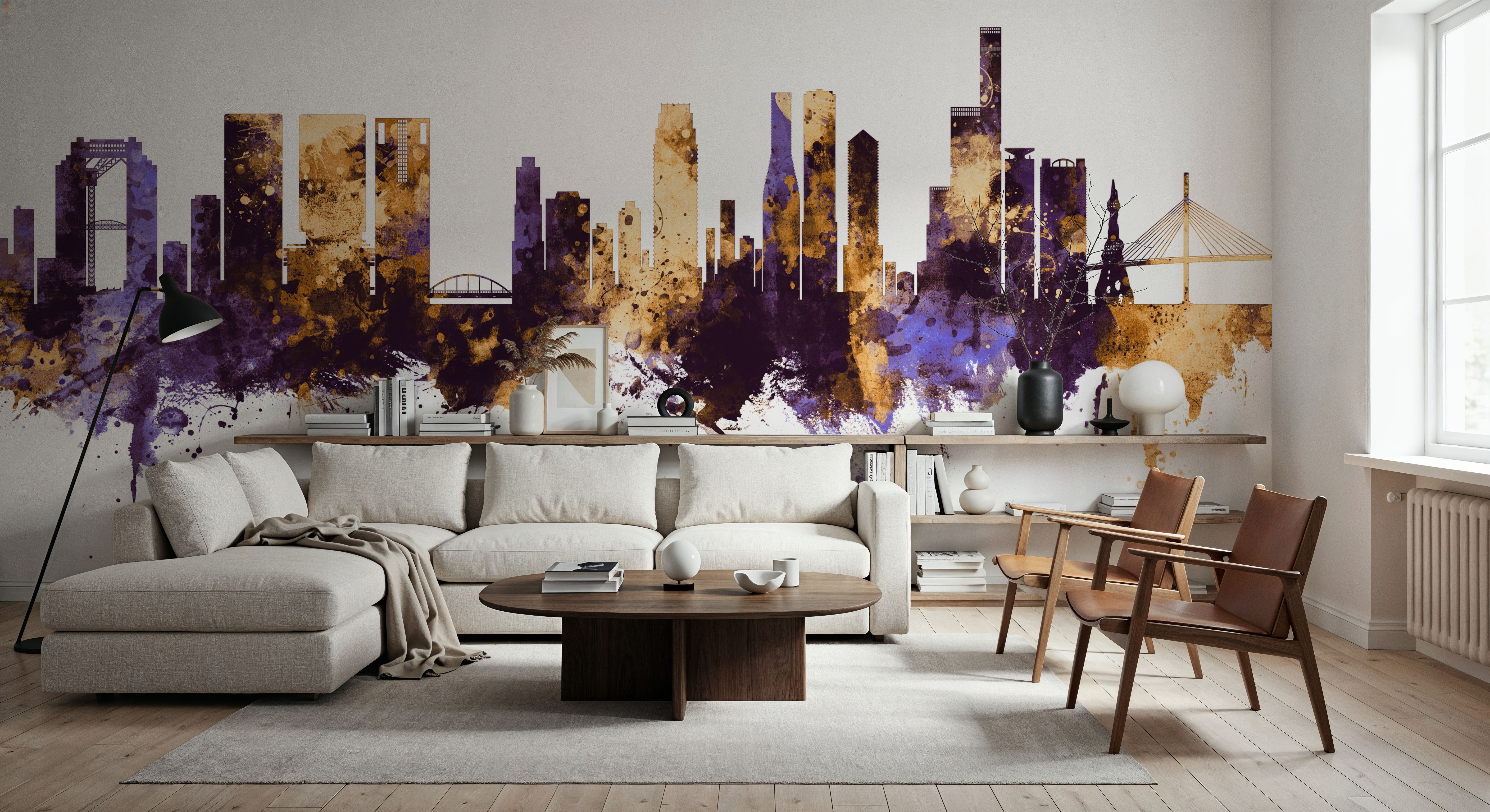 Osaka Skyline Purple & Gold
