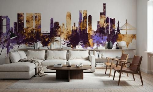 Osaka Skyline Purple & Gold