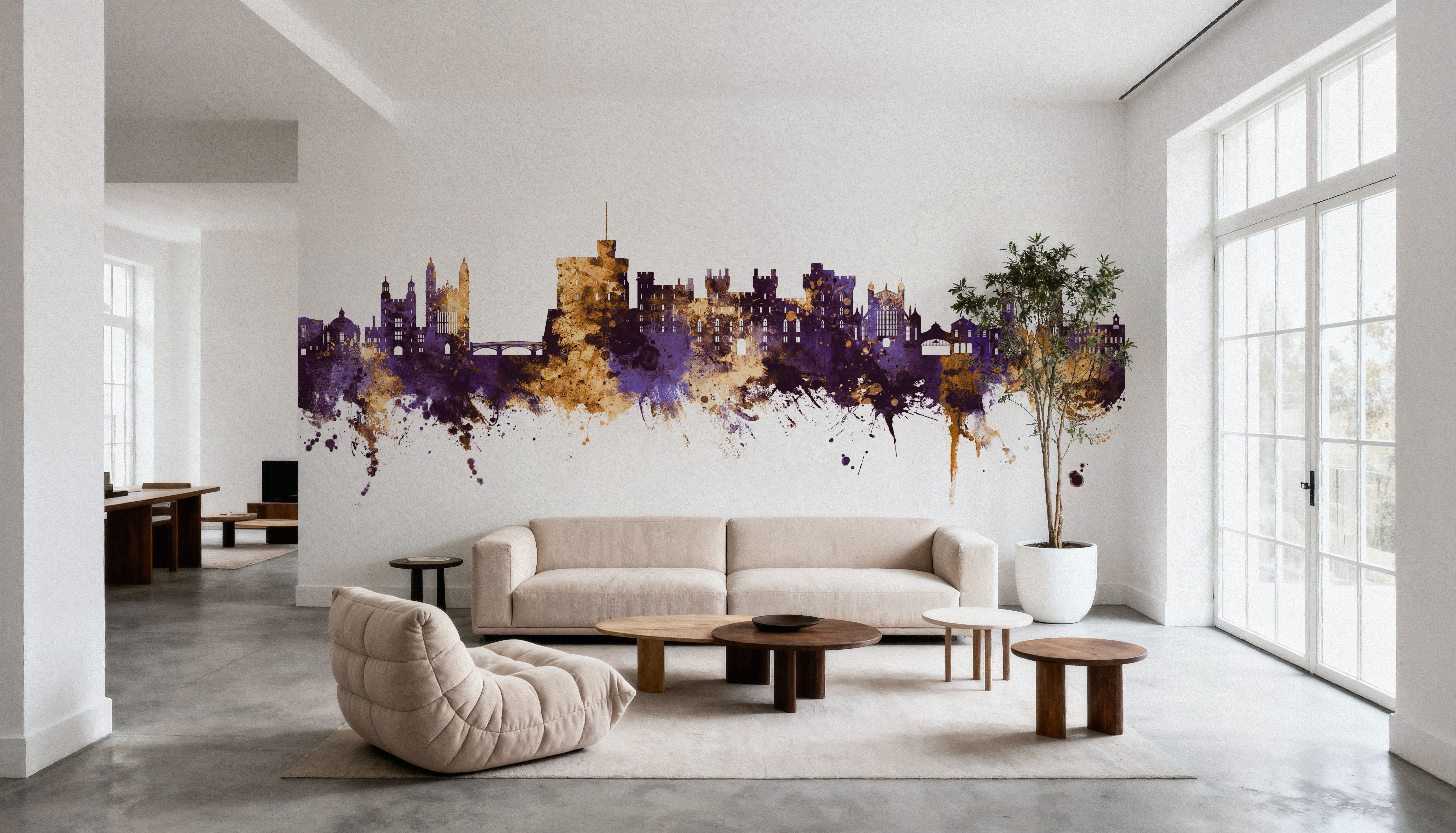 Windsor England Skyline Purple & Gold
