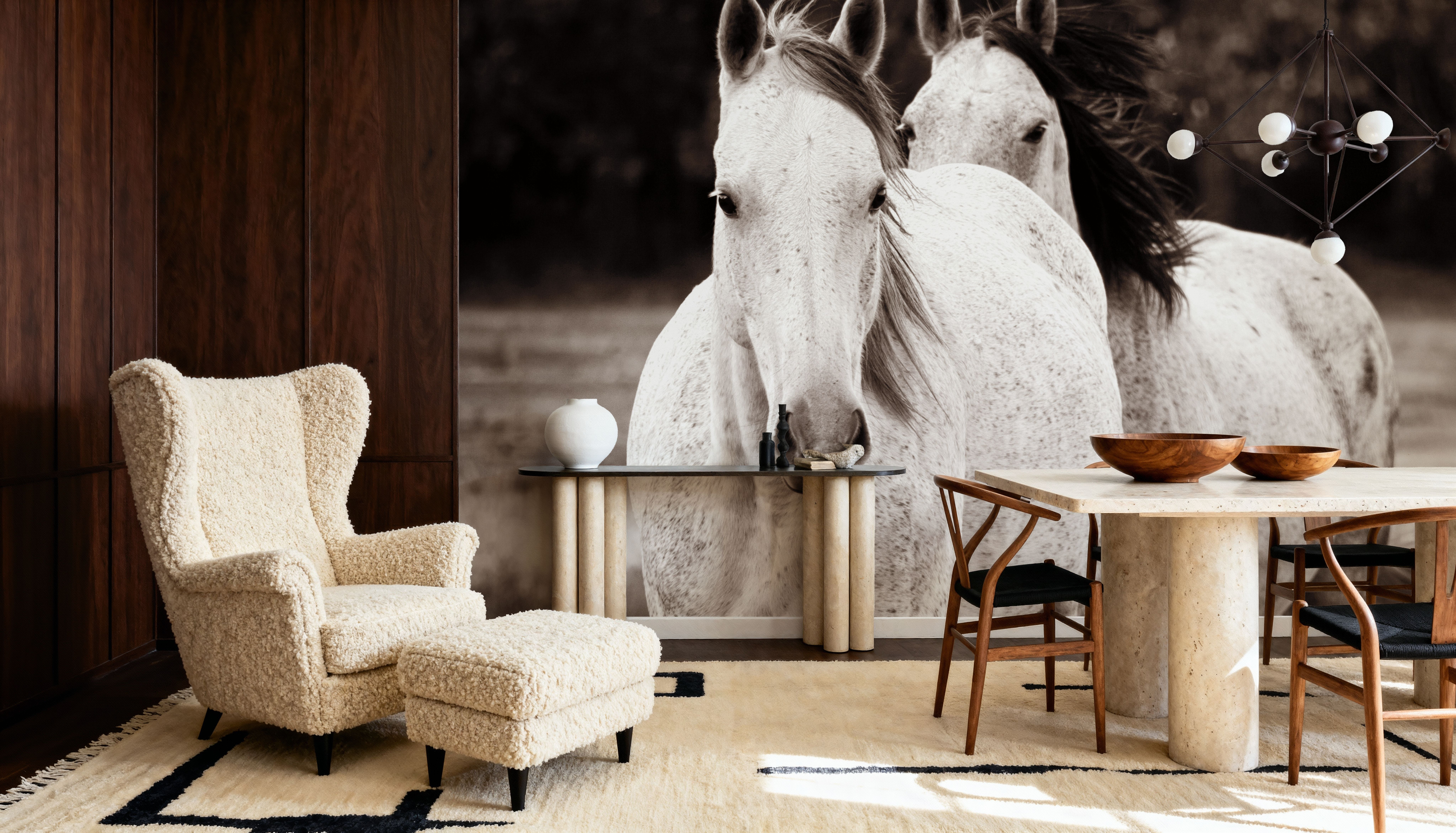 Two Wild Horses Sepia