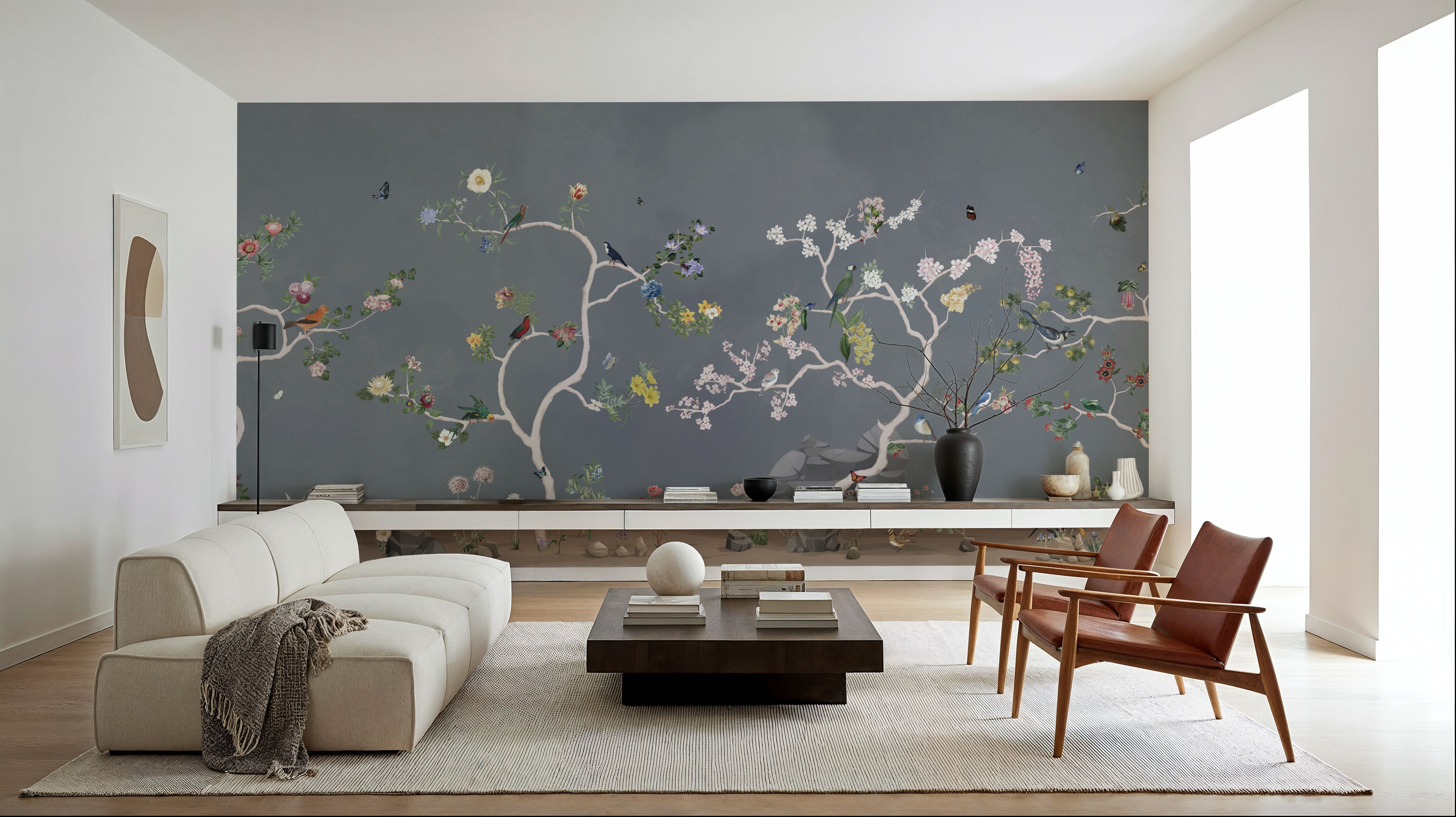 Birds in the Garden Dark Blue