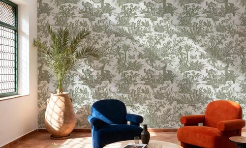Patinated Linen Toile de Jouy, Olive