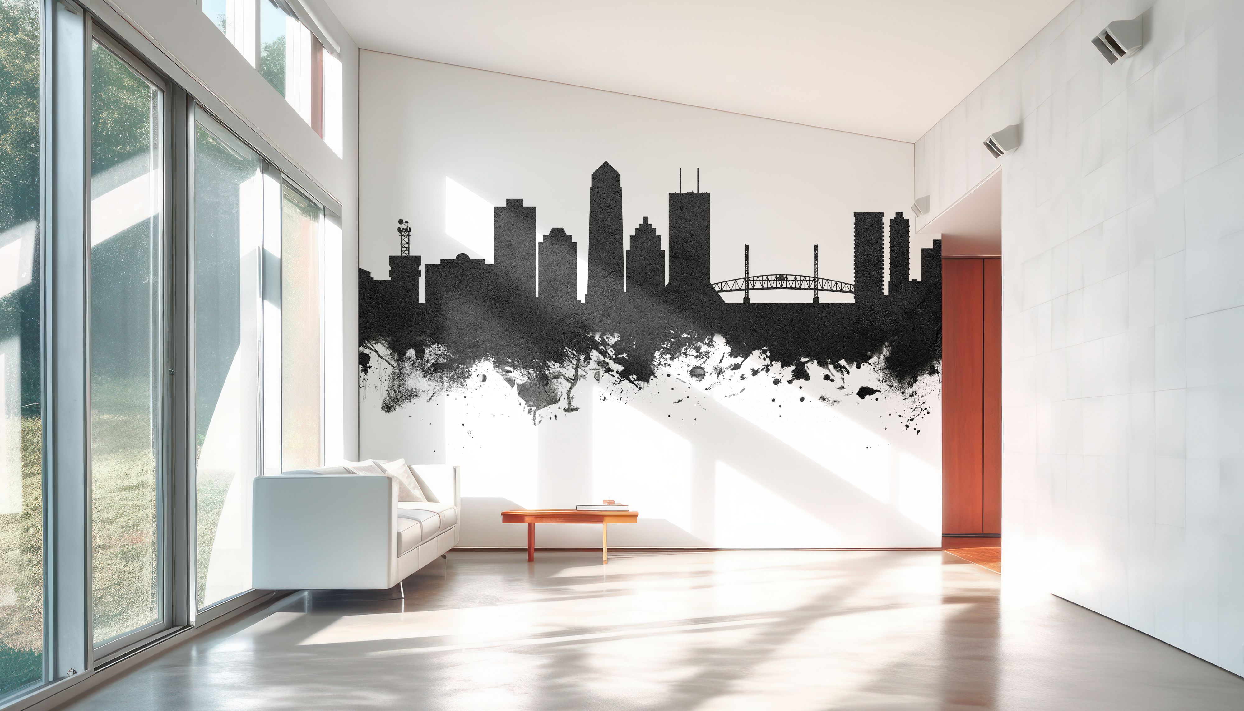 Jacksonville Florida Skyline Black & White premium wallpaper mural