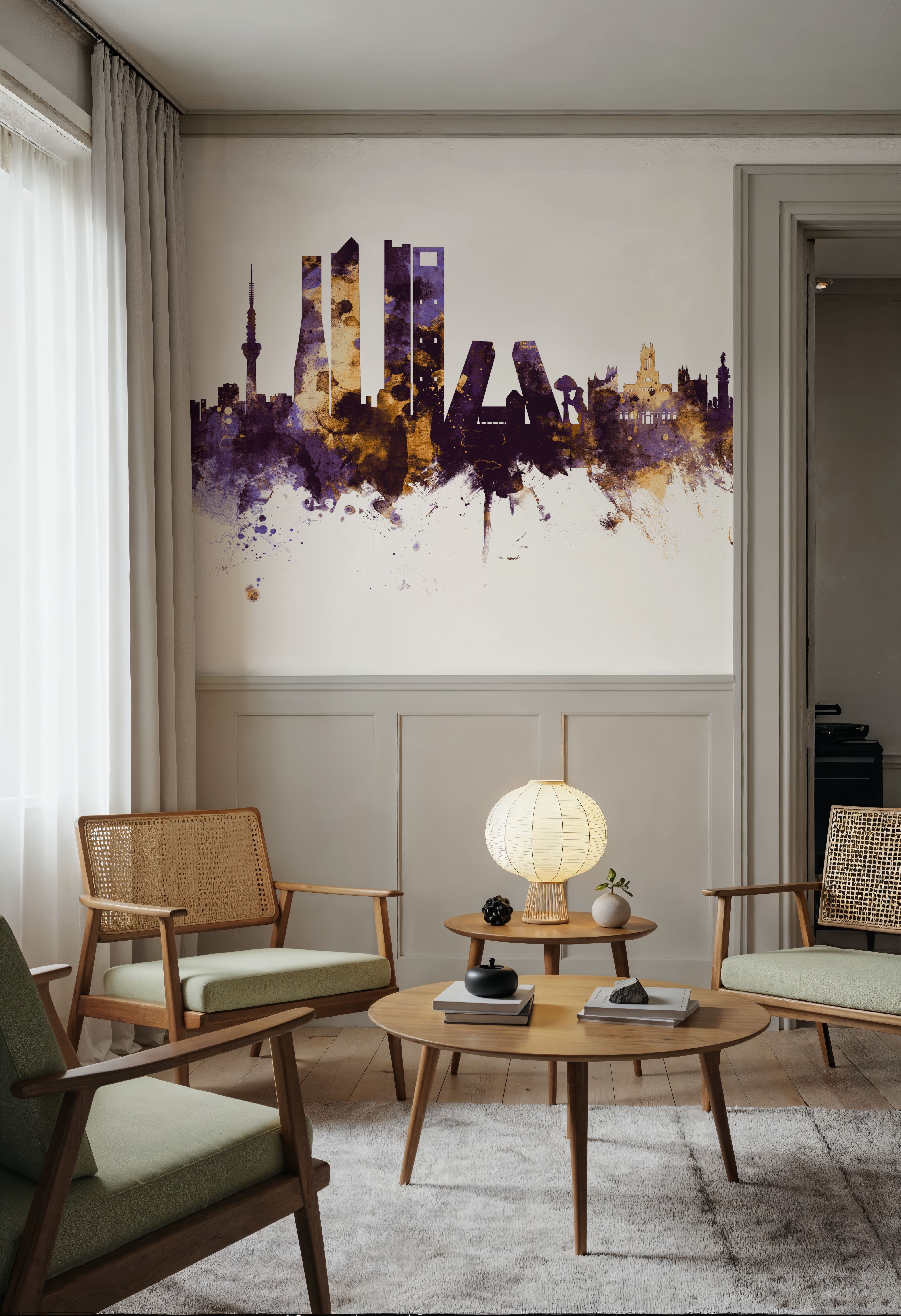 Madrid Skyline Purple & Gold