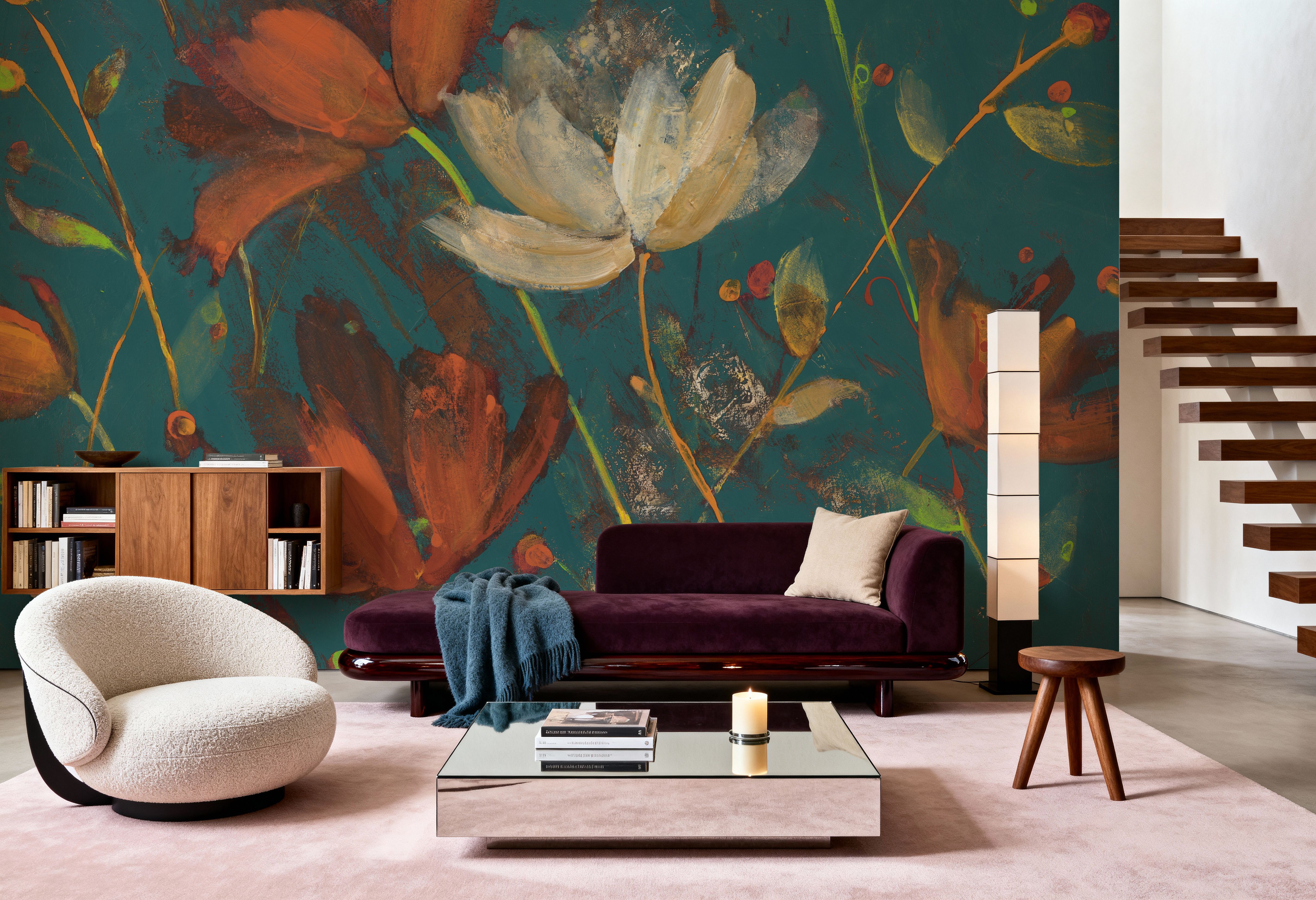 Moonlight Garden I Spice on Teal