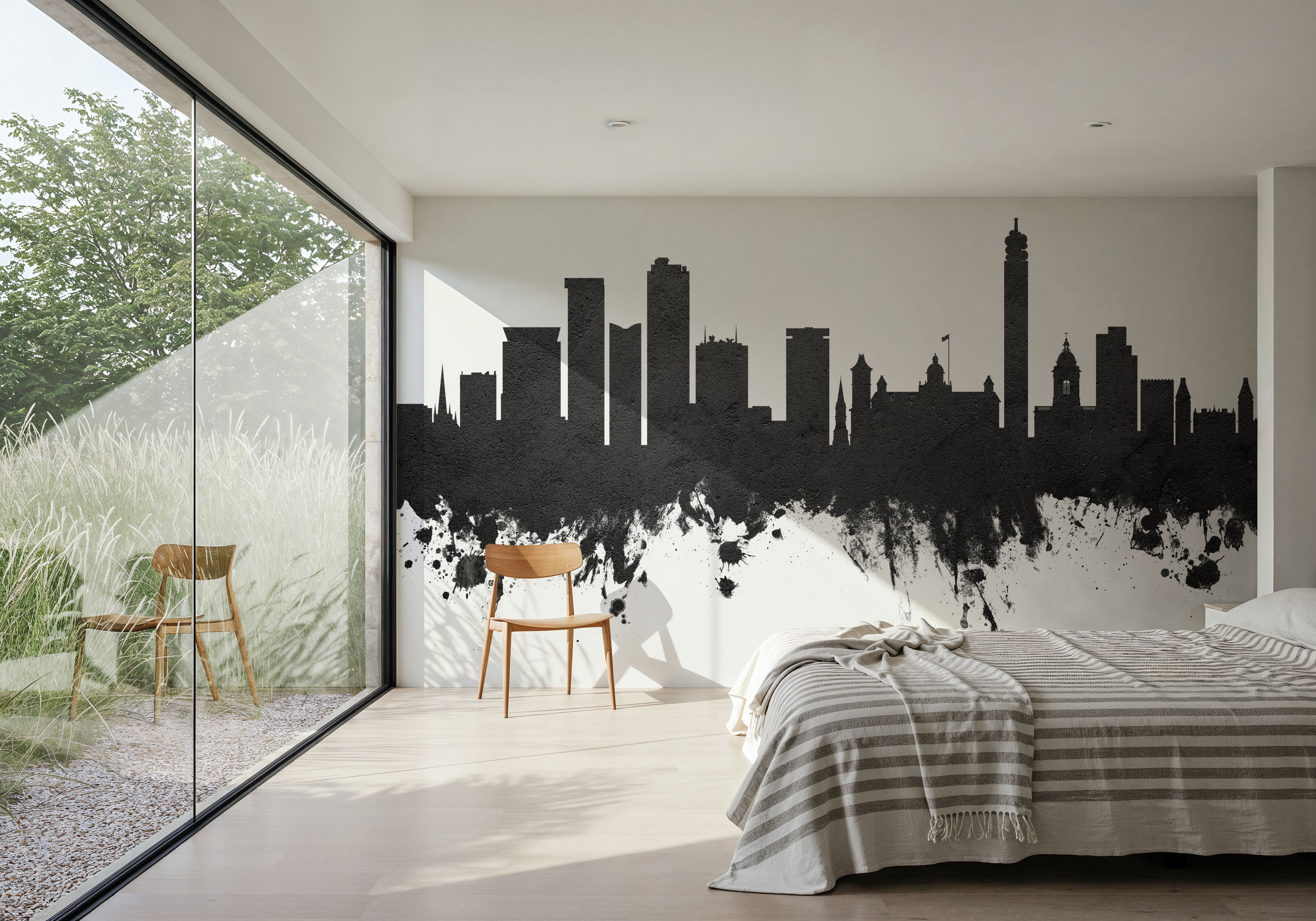 Birmingham England Skyline Black & White