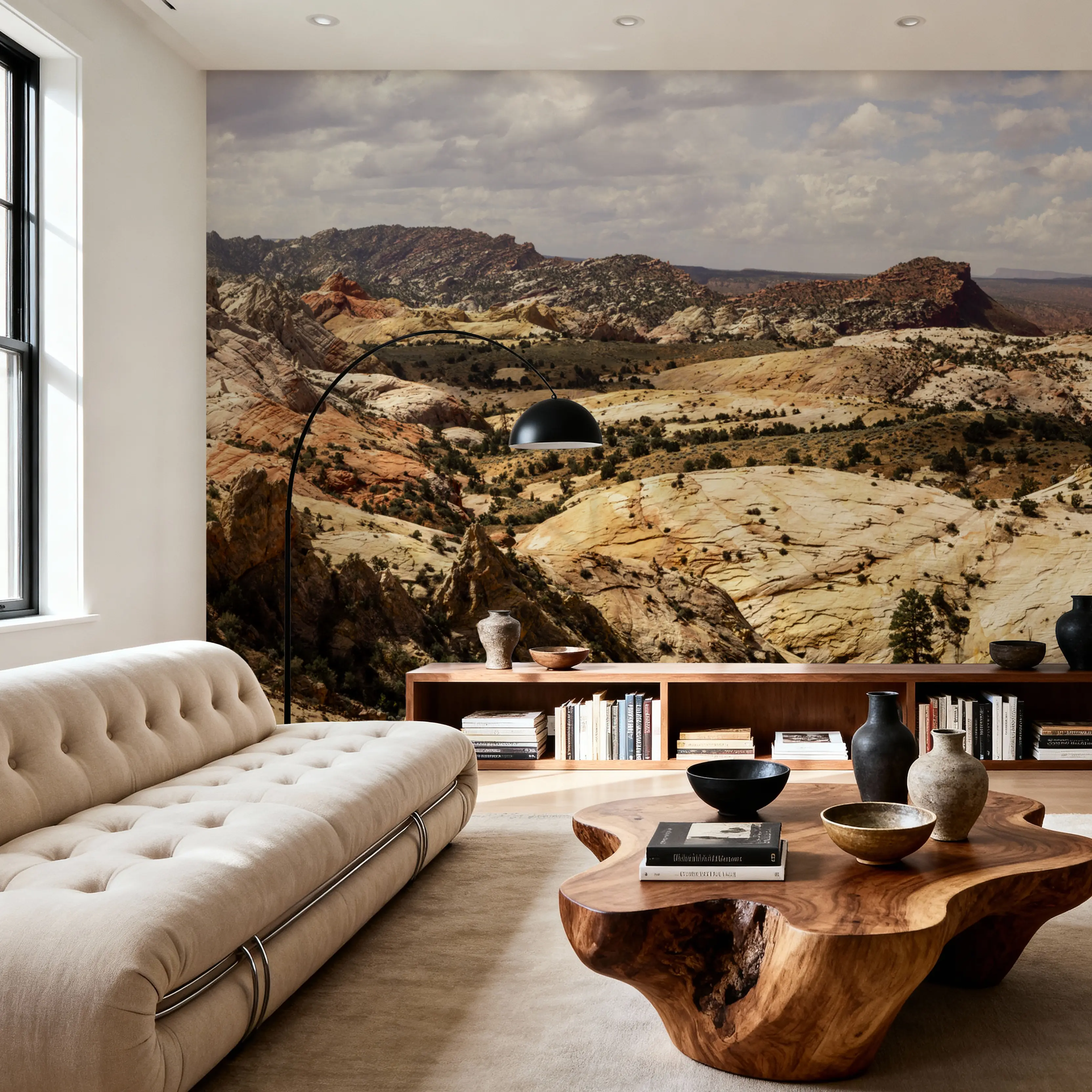 Wall Mural - Desert Canyon Majesty - Desert Landscapes mural wallpaper - Yellow - Hallway staircases - Wallism UK - Peel & Stick or Paste-the-Wall