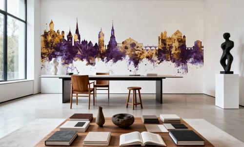 Schaffhausen Switzerland Skyline Purple & Gold