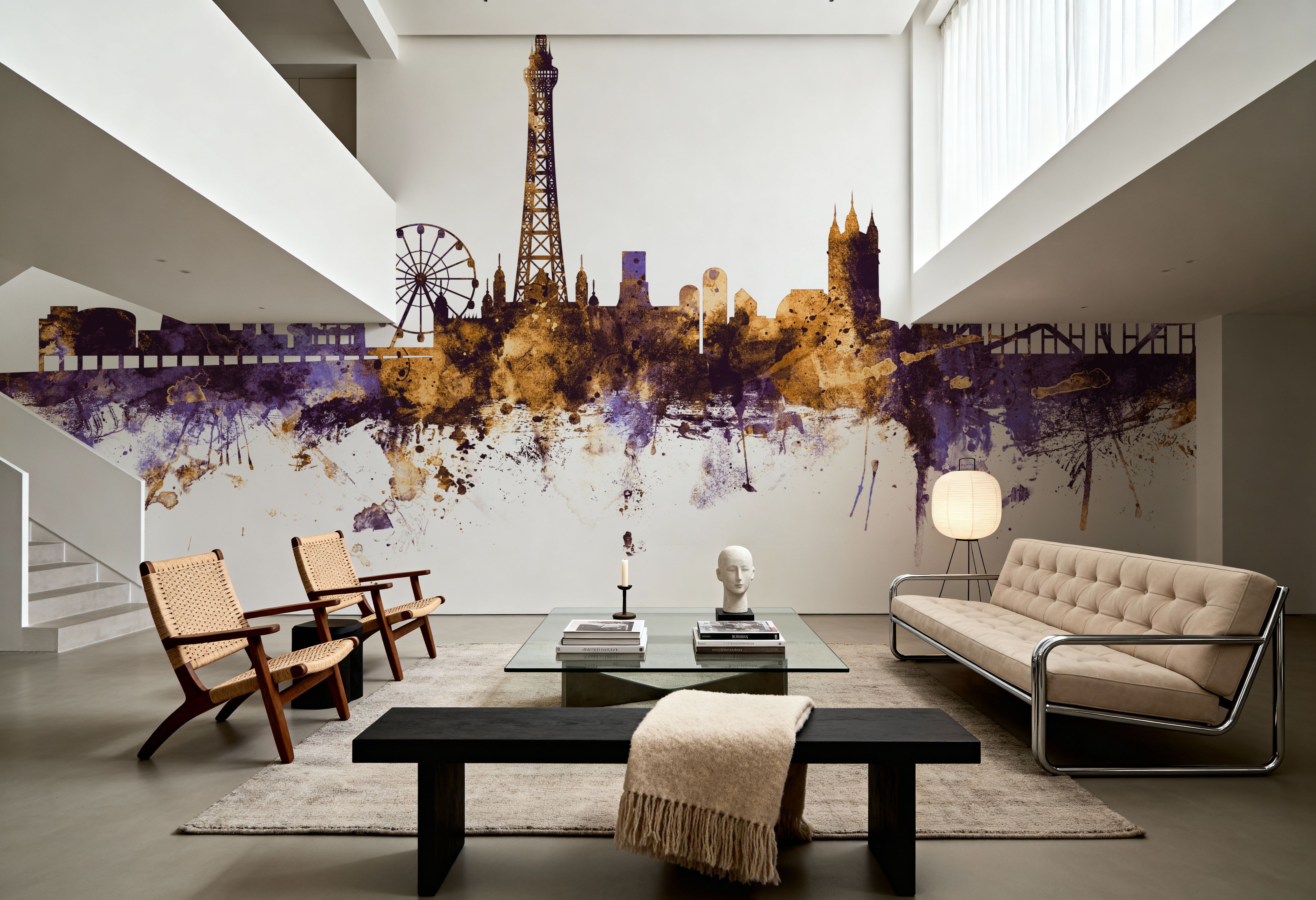 Blackpool England Skyline Purple & Gold