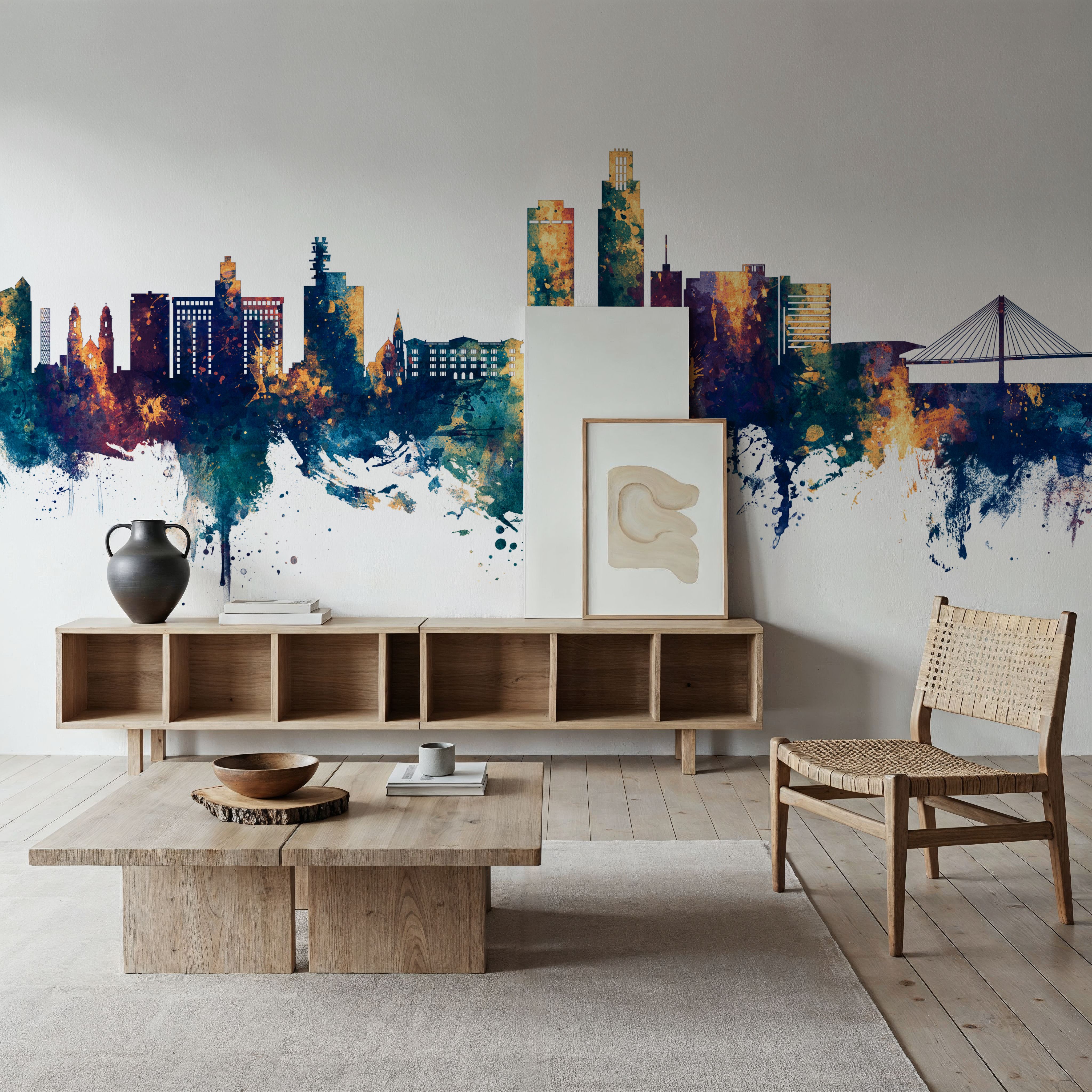 Omaha Nebraska Skyline Blue & Bronze