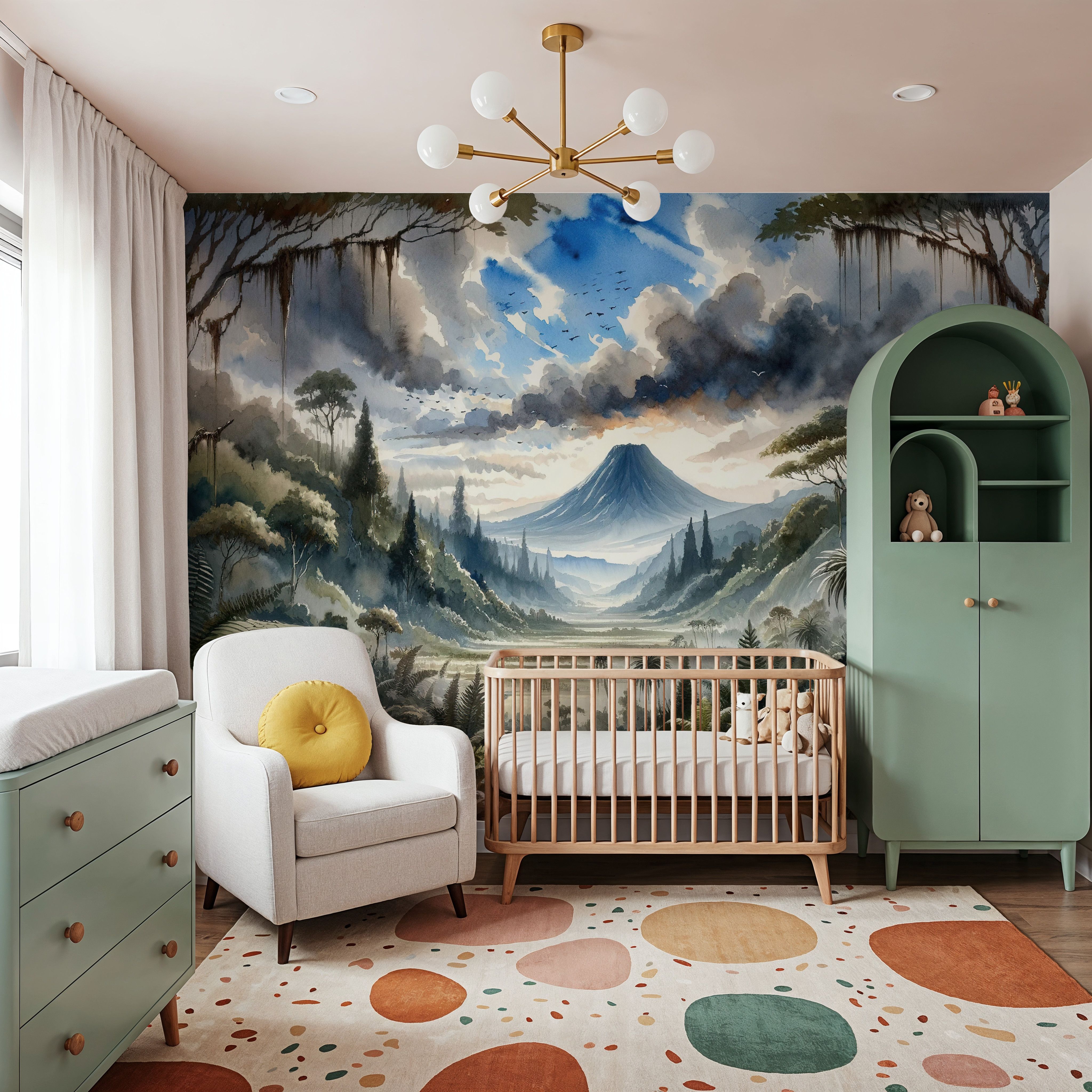 Lush Jungle Valley with Mountains