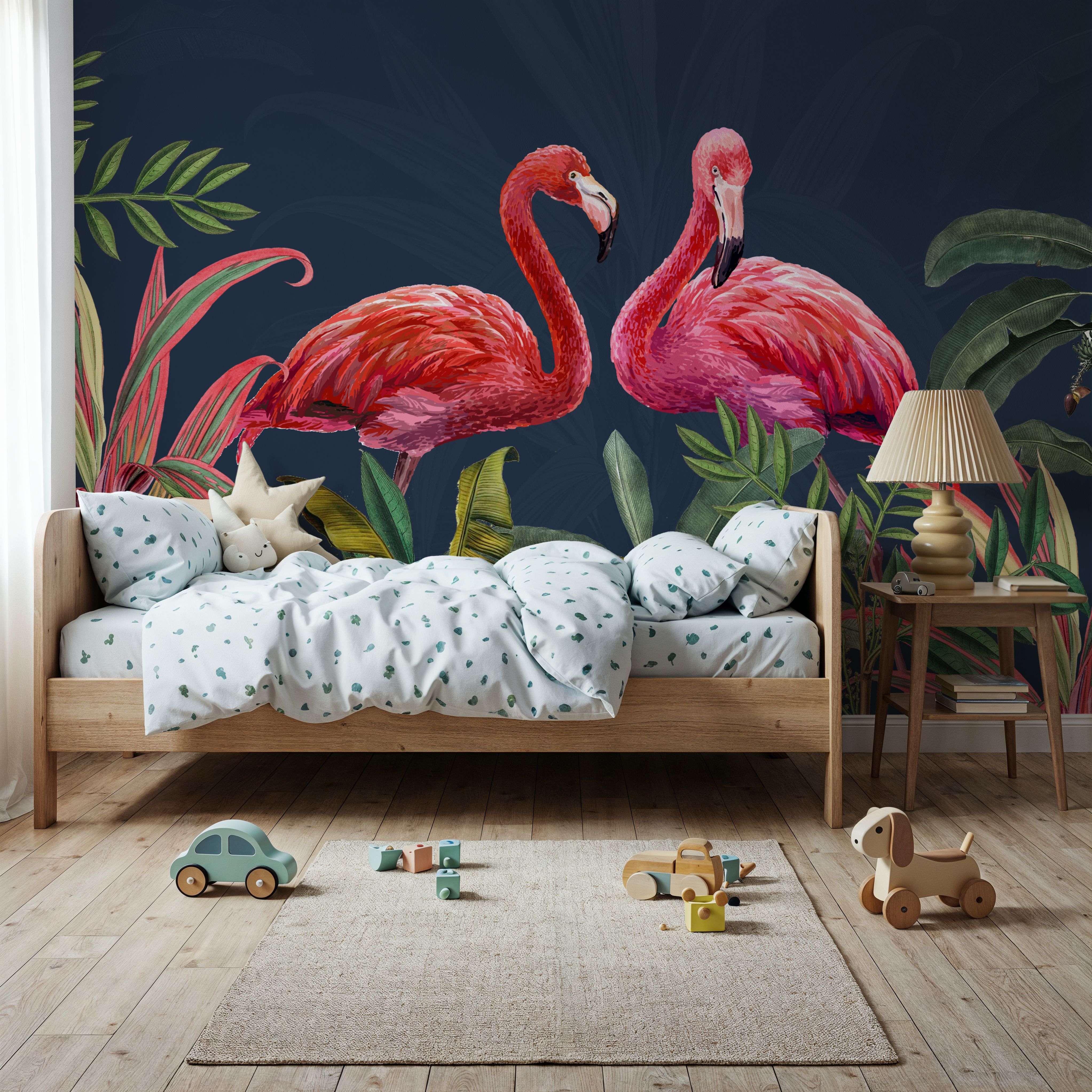 Shy Flamingos Blue