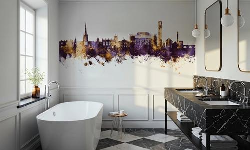 Stratford-upon-Avon England Skyline Purple & Gold