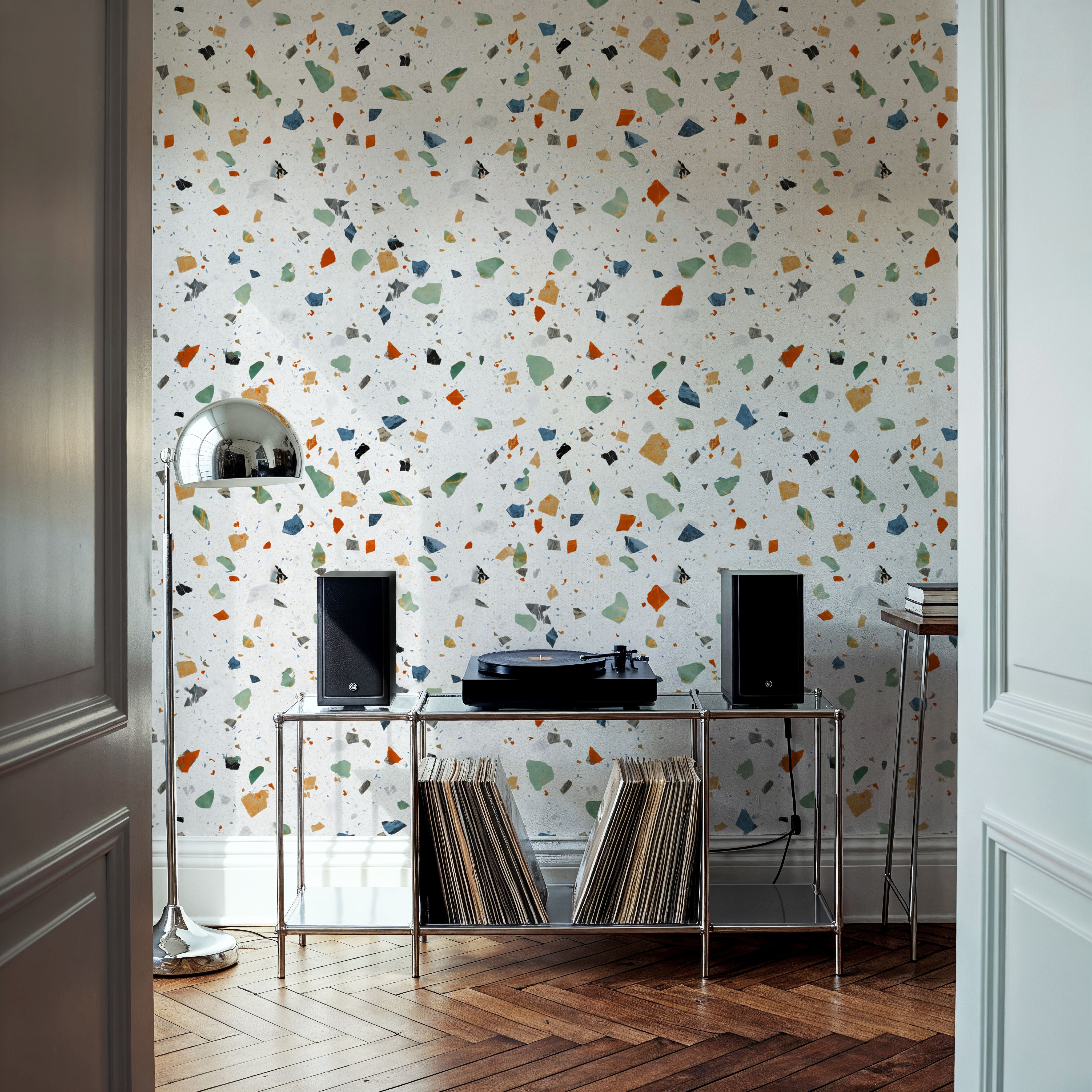 Terrazzo Multi Small, Chalk, Wallpaper