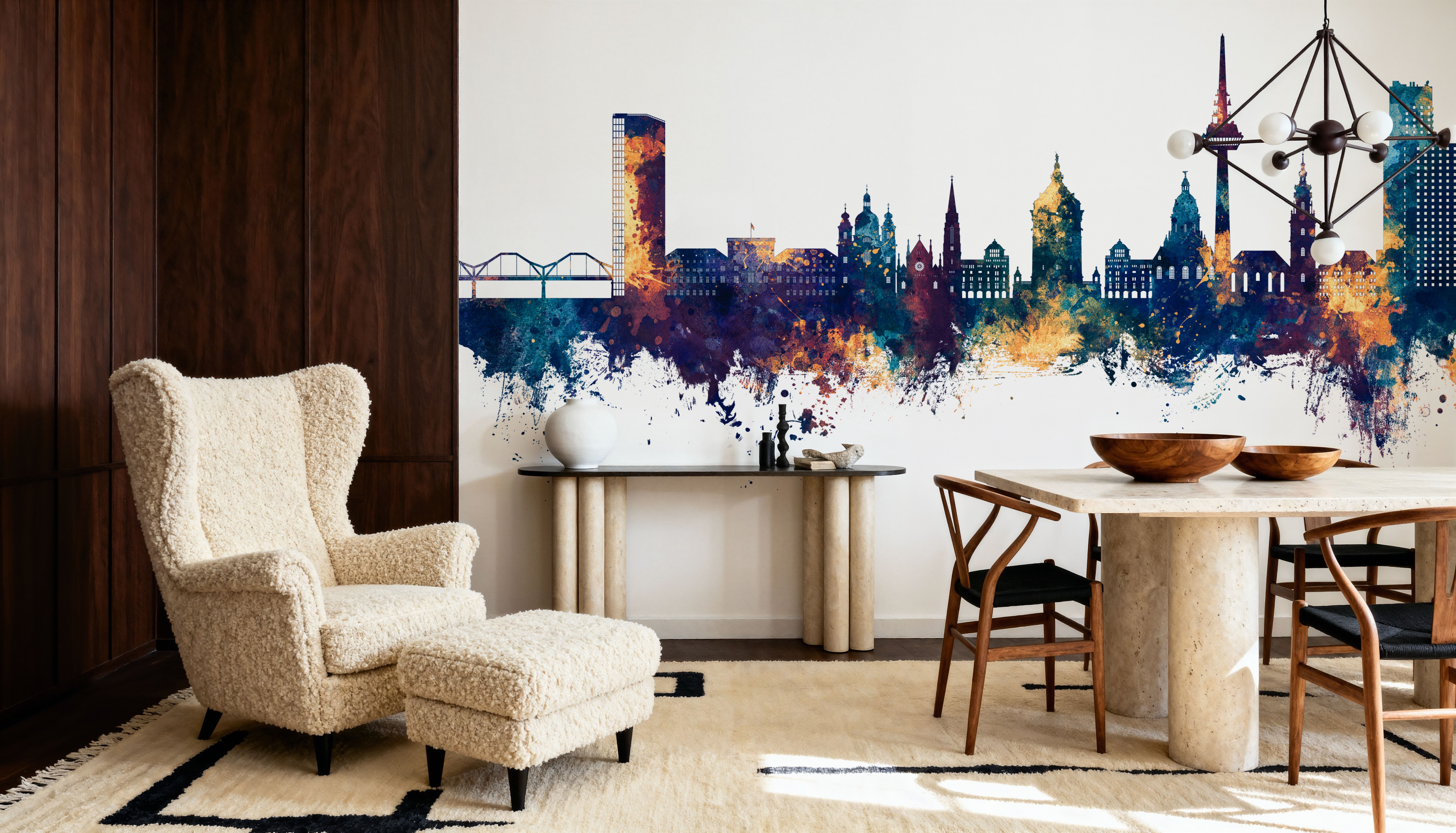 Mannheim Germany Skyline Blue & Bronze, Wallpaper