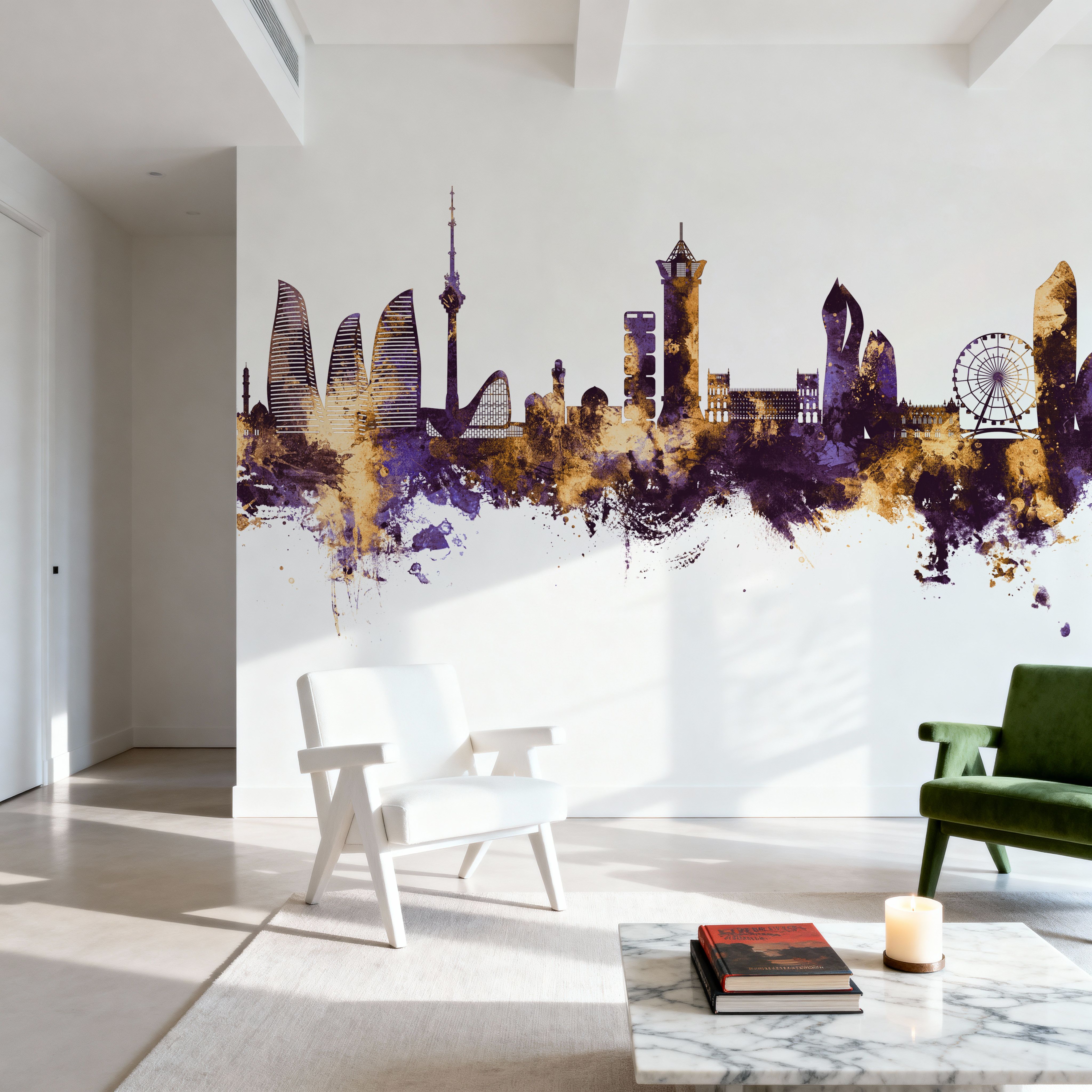 Baku Skyline Purple & Gold
