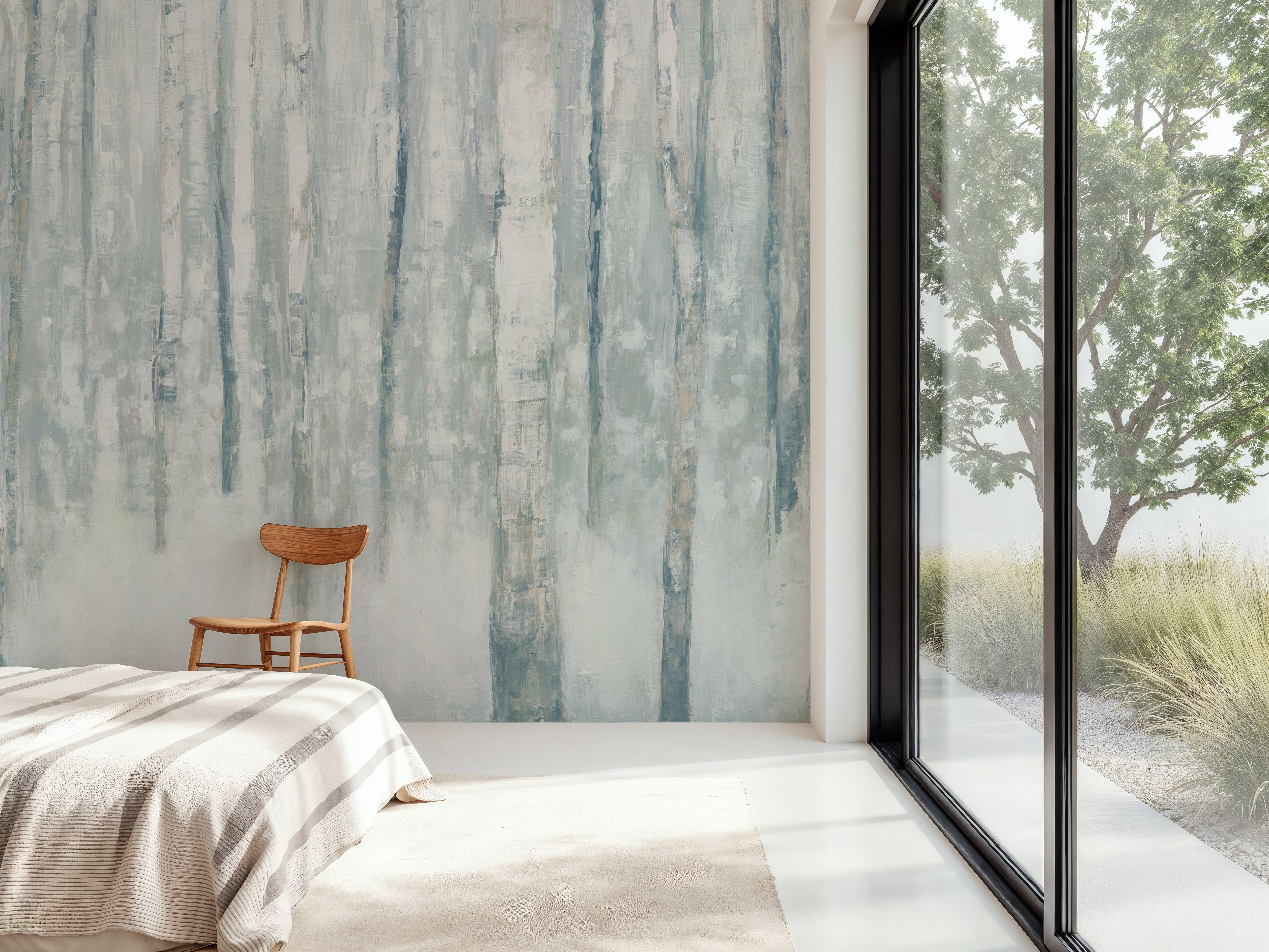 Birches in Winter Blue Gray