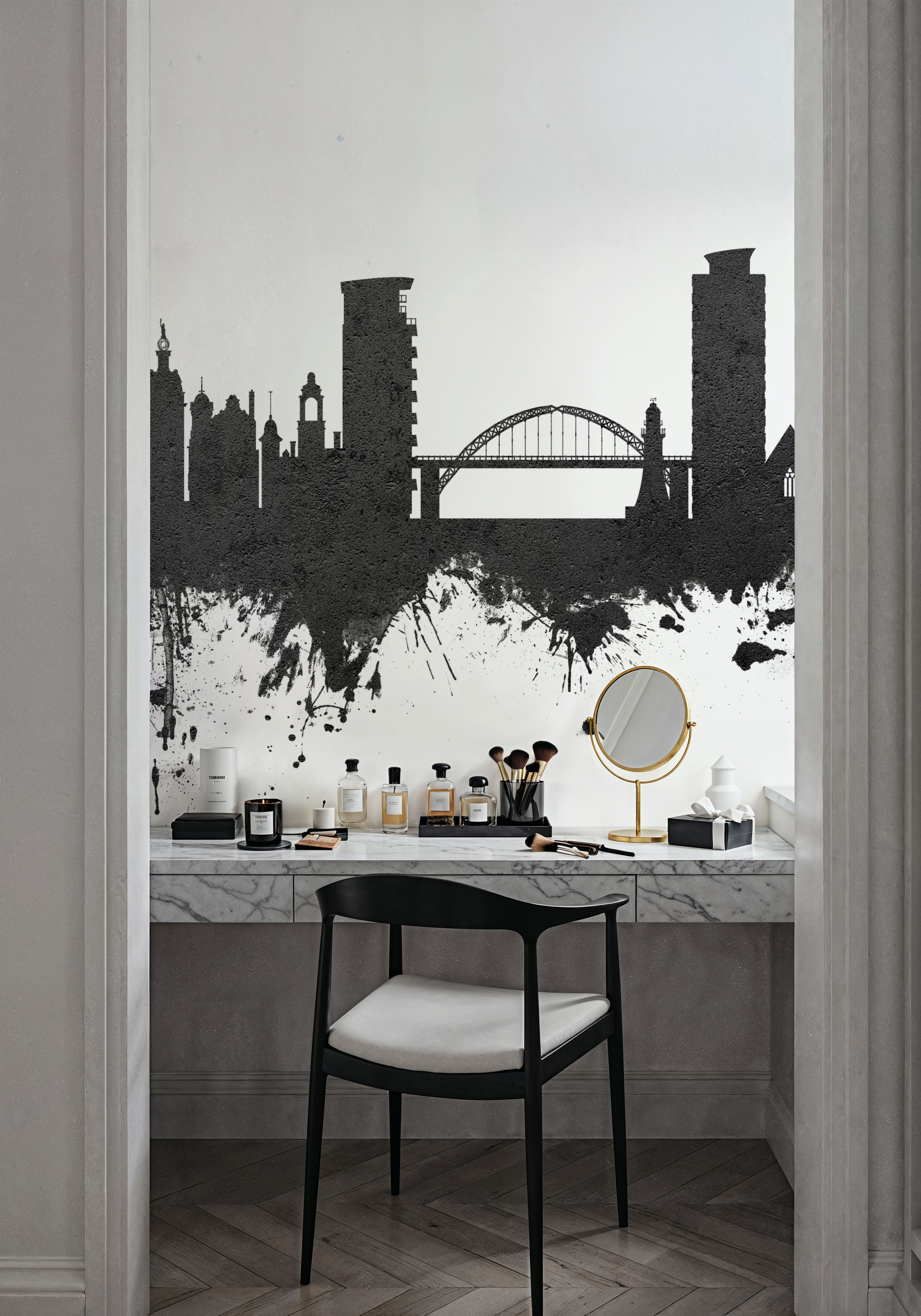 Sunderland England Skyline Black & White