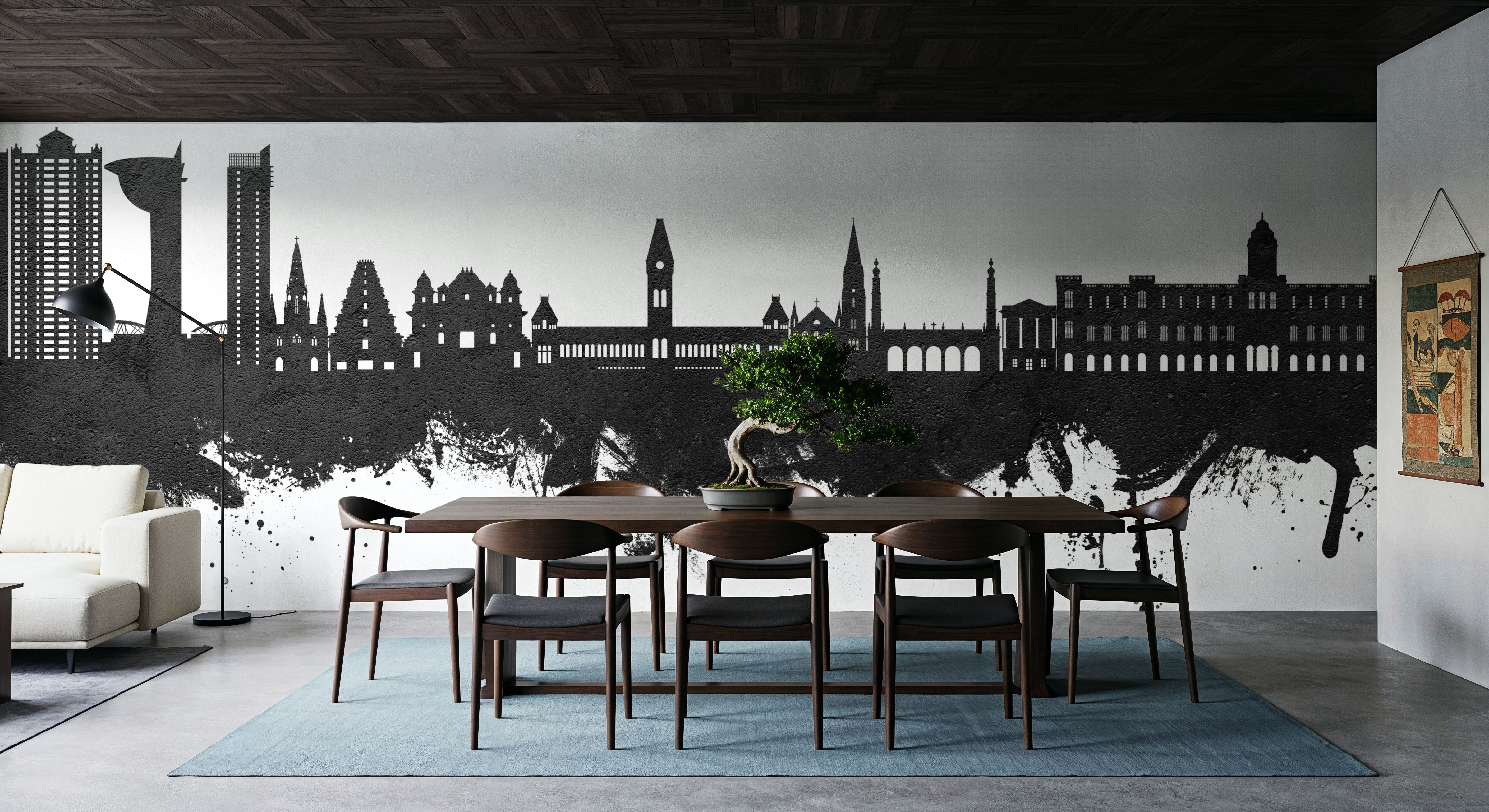 Chennai Skyline India Black & White