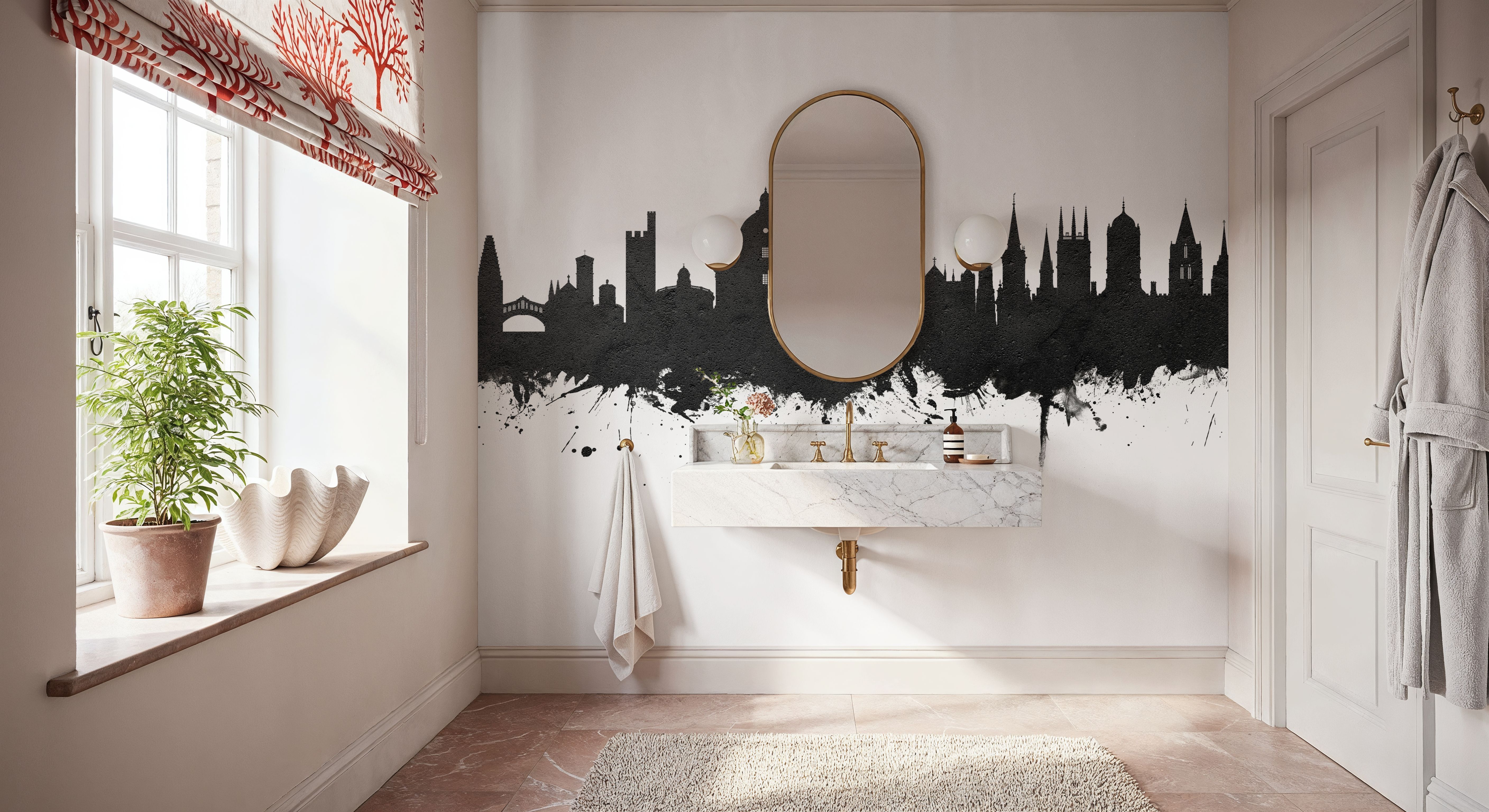 Oxford England Skyline Black & White, Papier peint