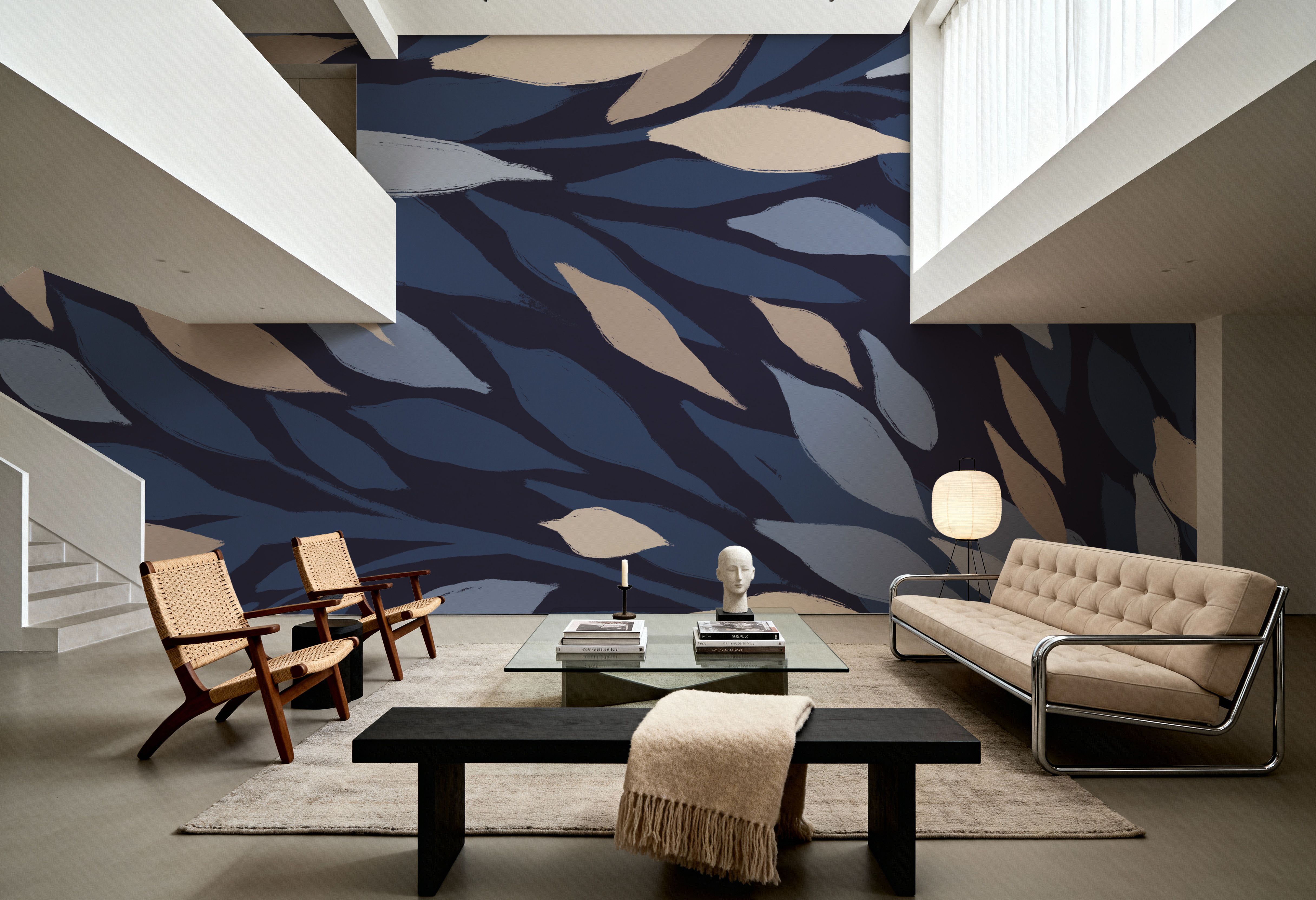 Leafy Lines Dark Plain