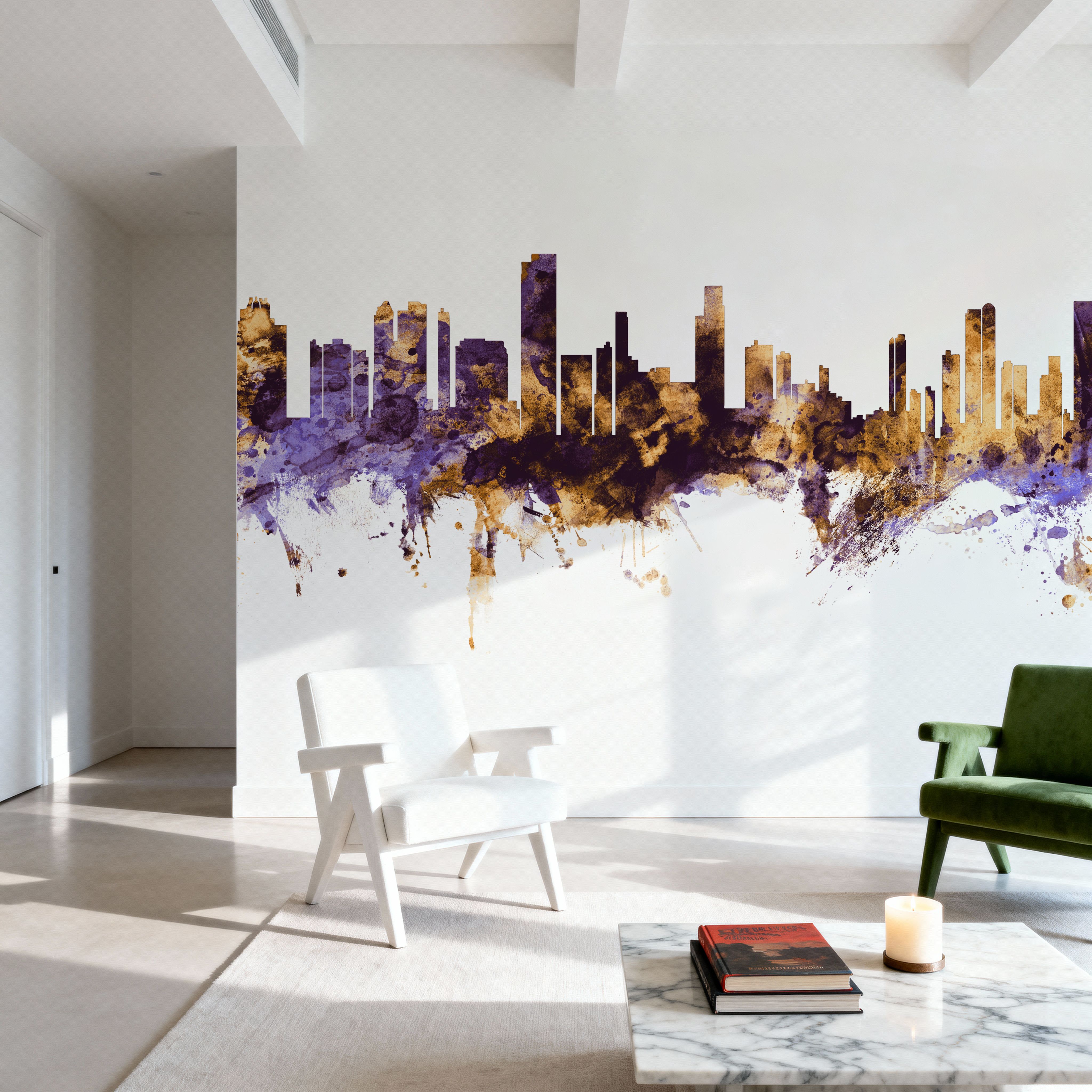 Honolulu Hawaii Skyline Purple & Gold