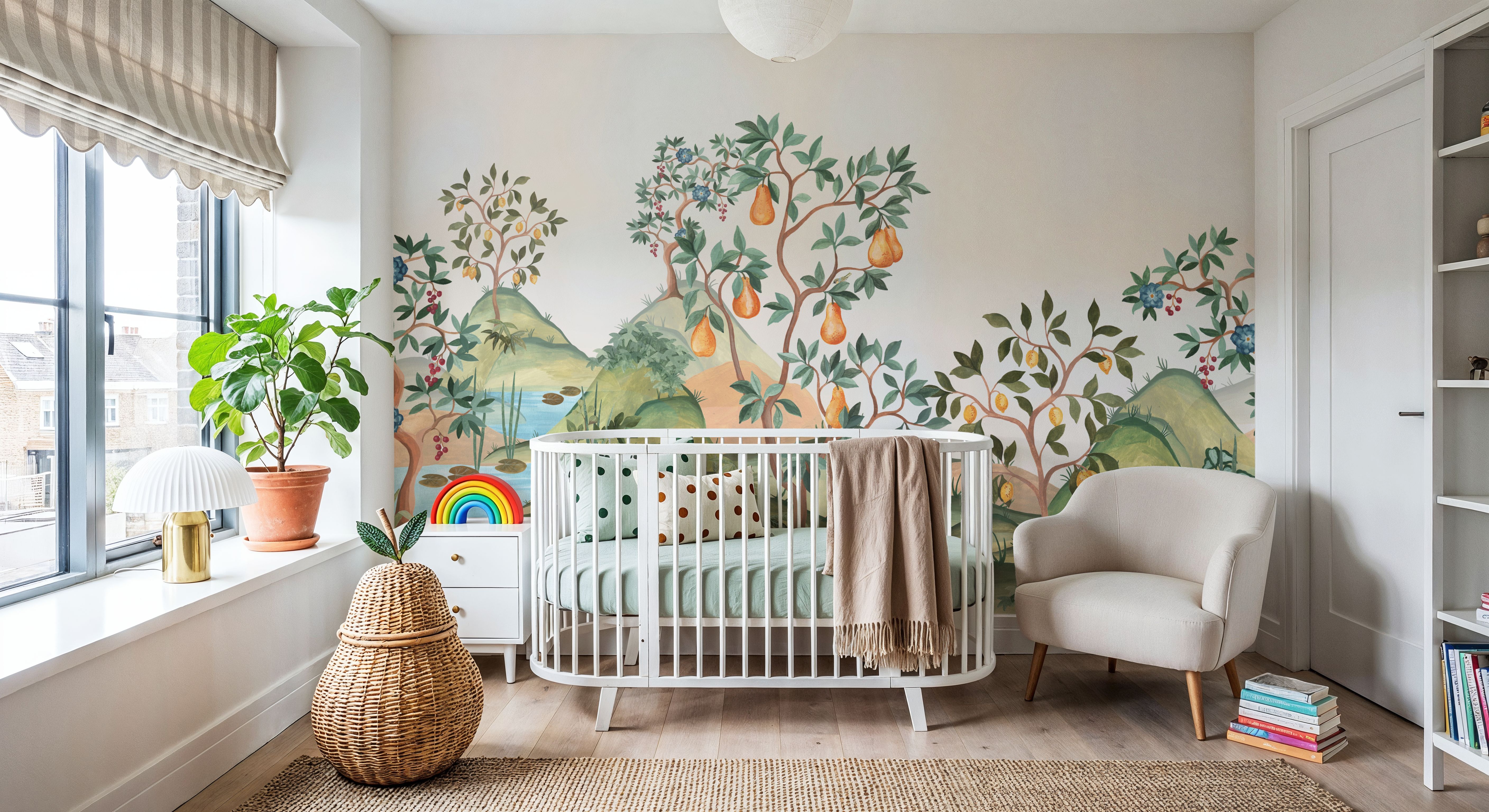 Orchard Reverie (no animals), Cream, Wallpaper