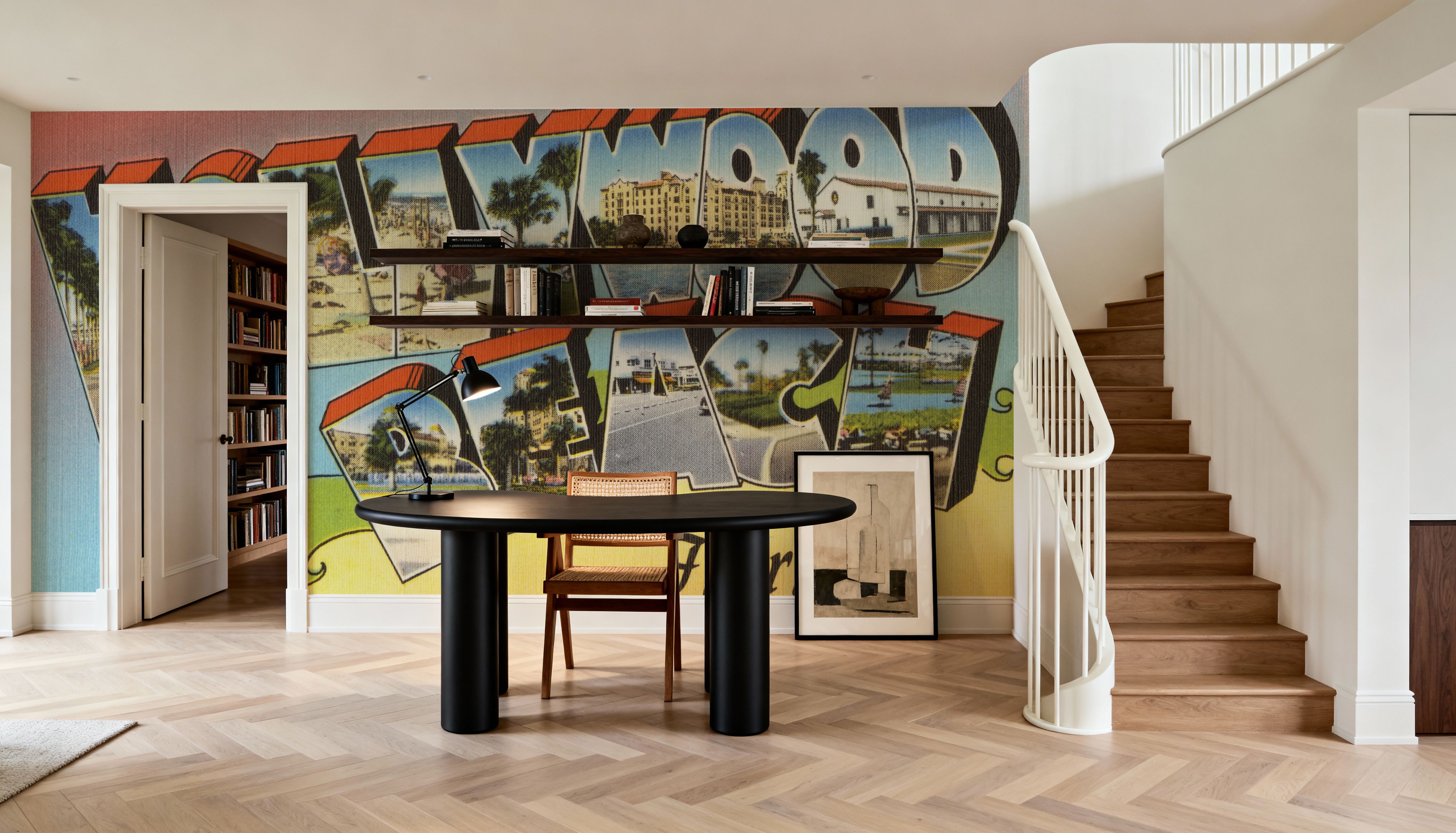 Greetings from Hollywood Beach - Screenprint Postcard, Wallpaper