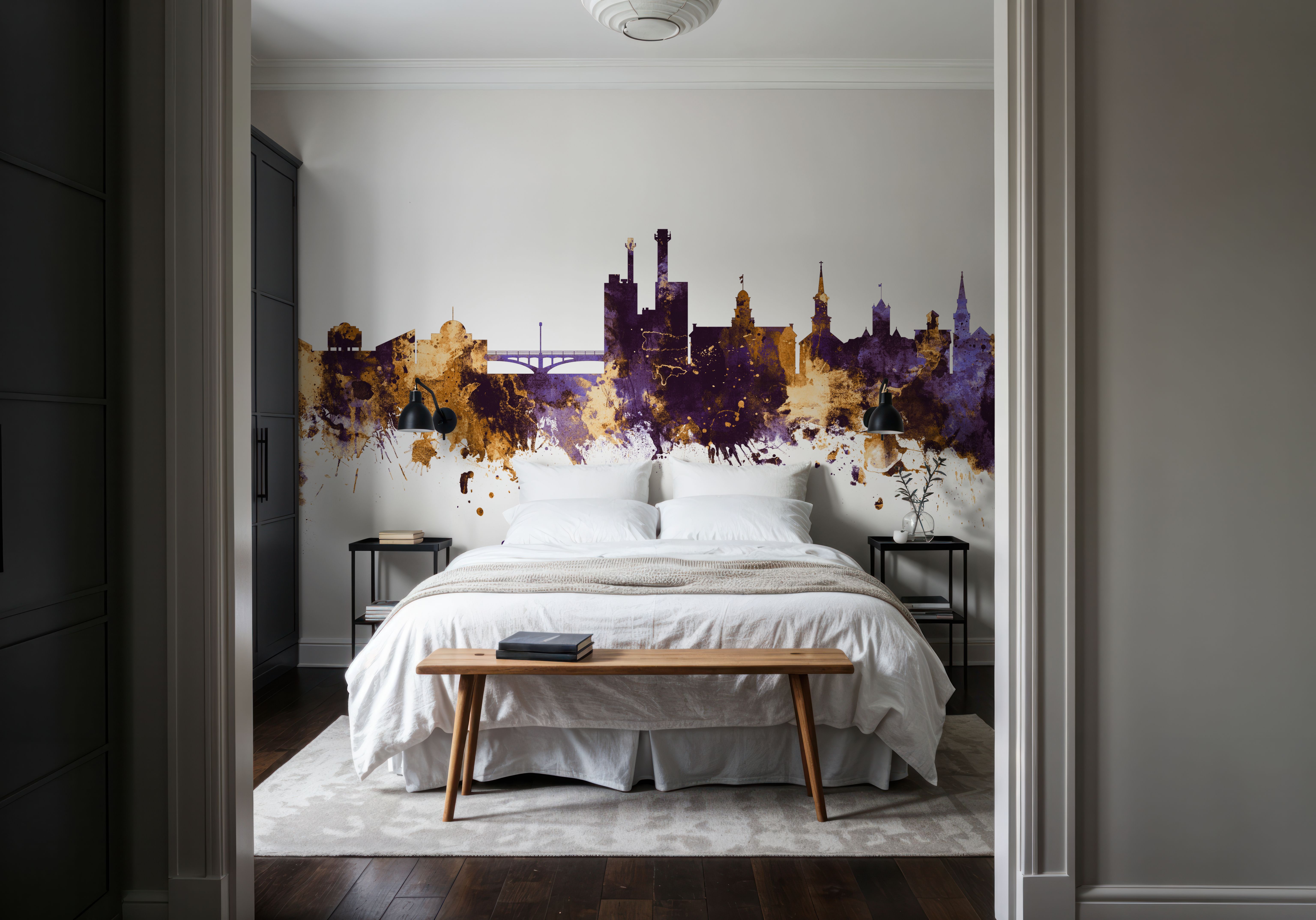 Iowa City Skyline Purple & Gold