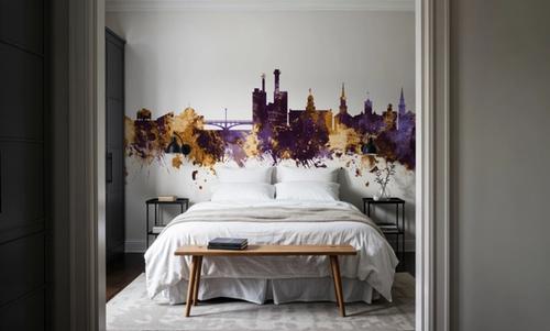 Iowa City Skyline Purple & Gold