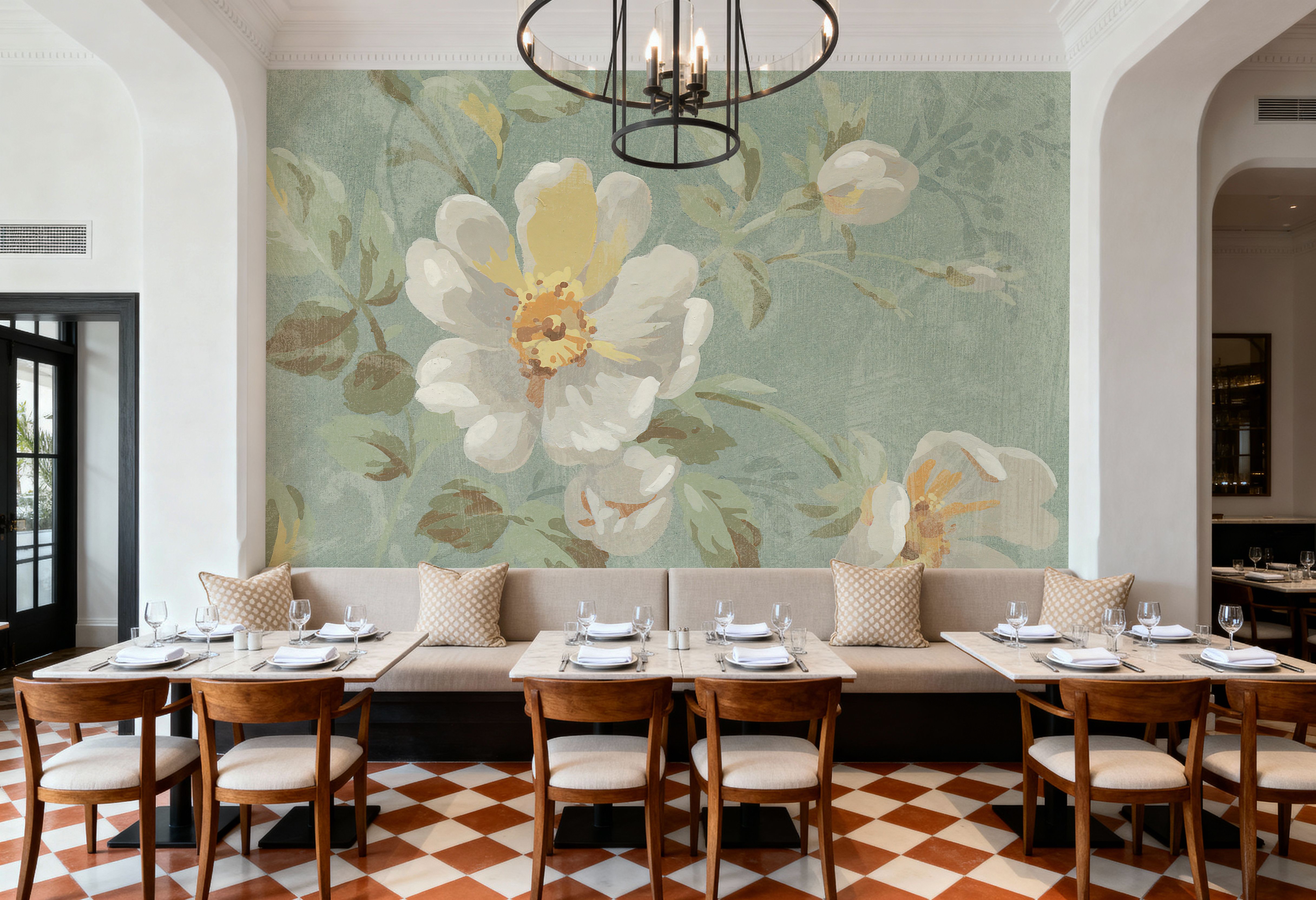 Roses on Blue II, Wallpaper