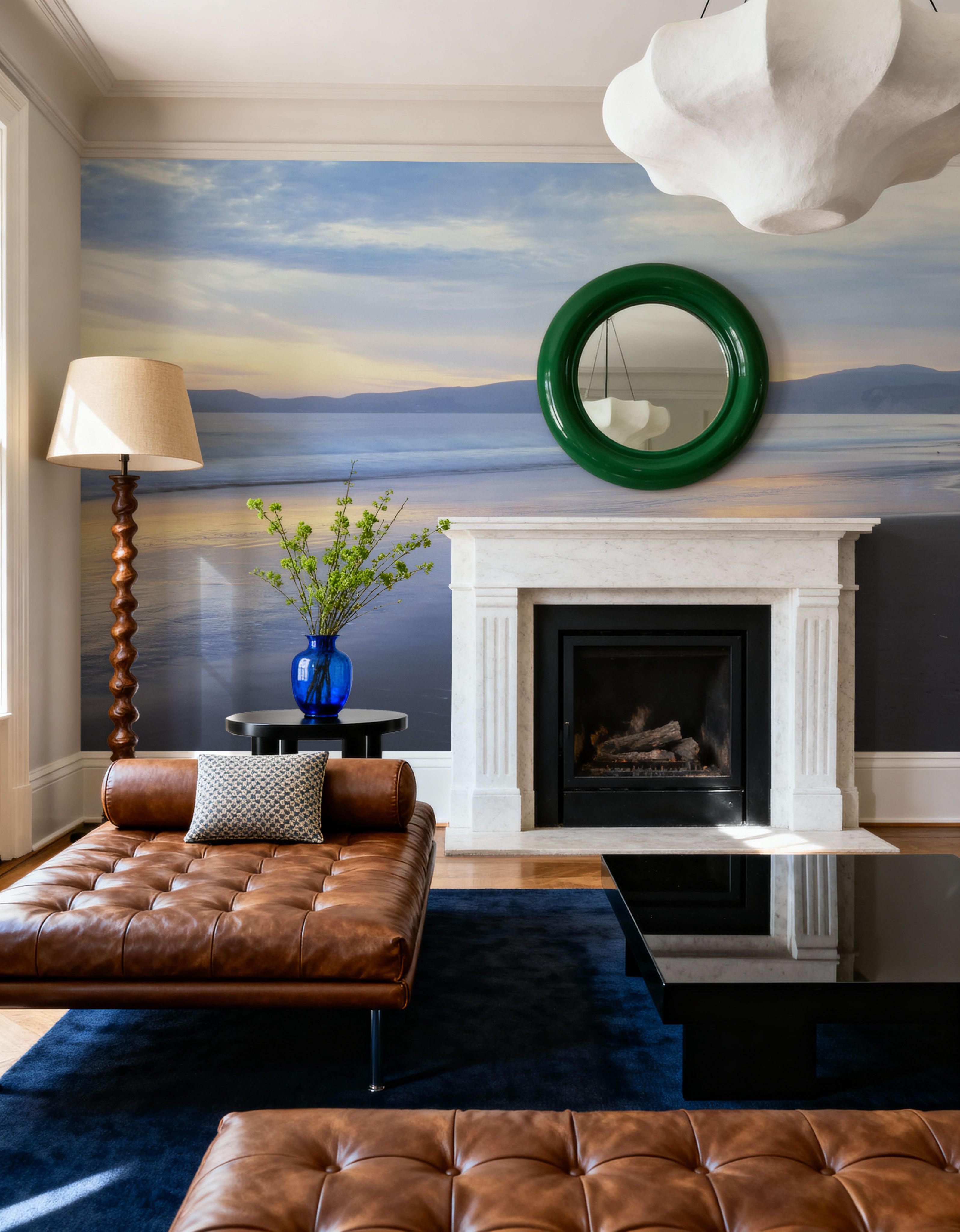 Wall Mural - Pastel Shore Reflections - Horizon Landscapes mural wallpaper - Hallway staircases - Wallism US - Premium, Textured or Peel & Stick