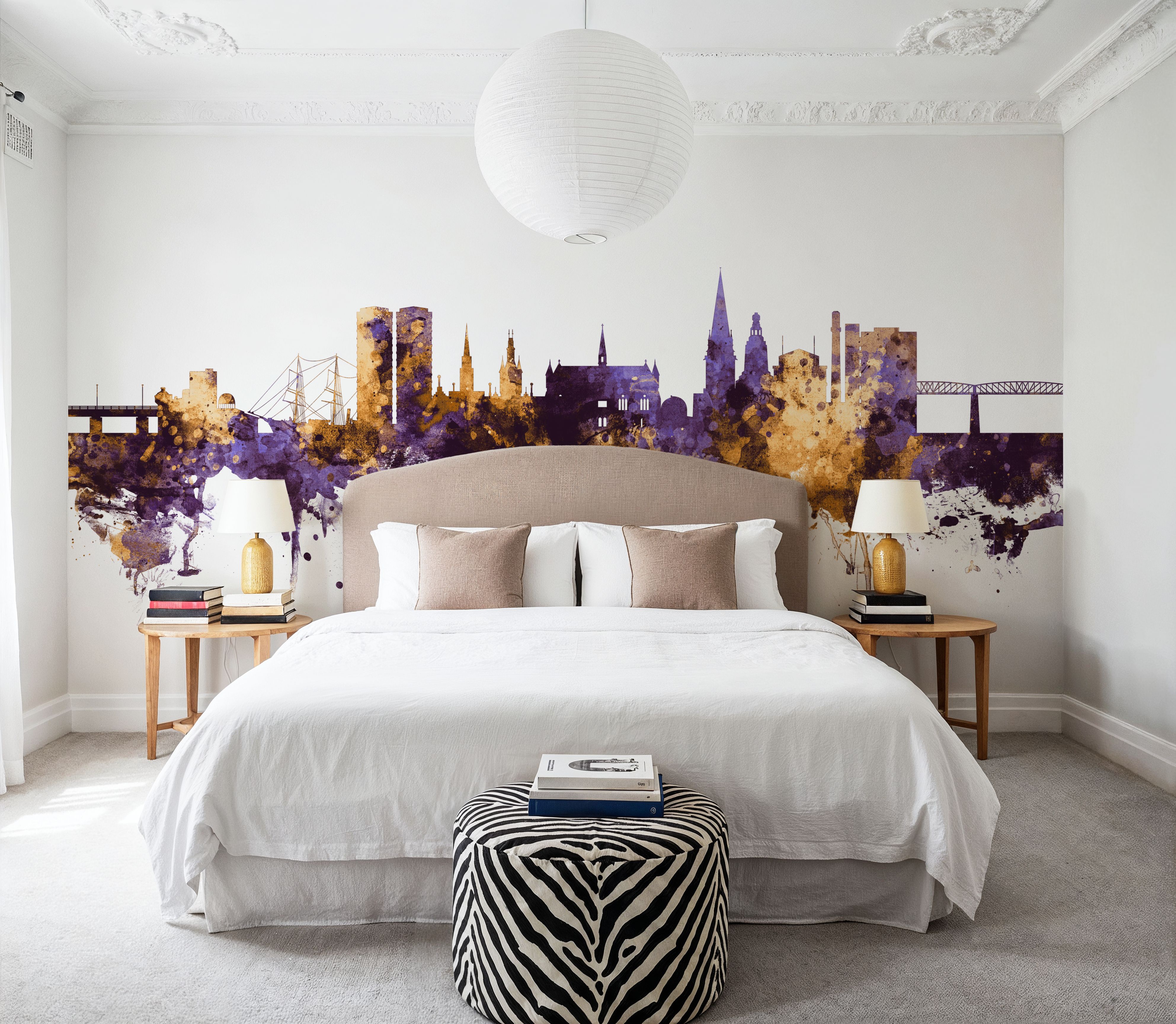 Dundee Scotland Skyline Purple & Gold