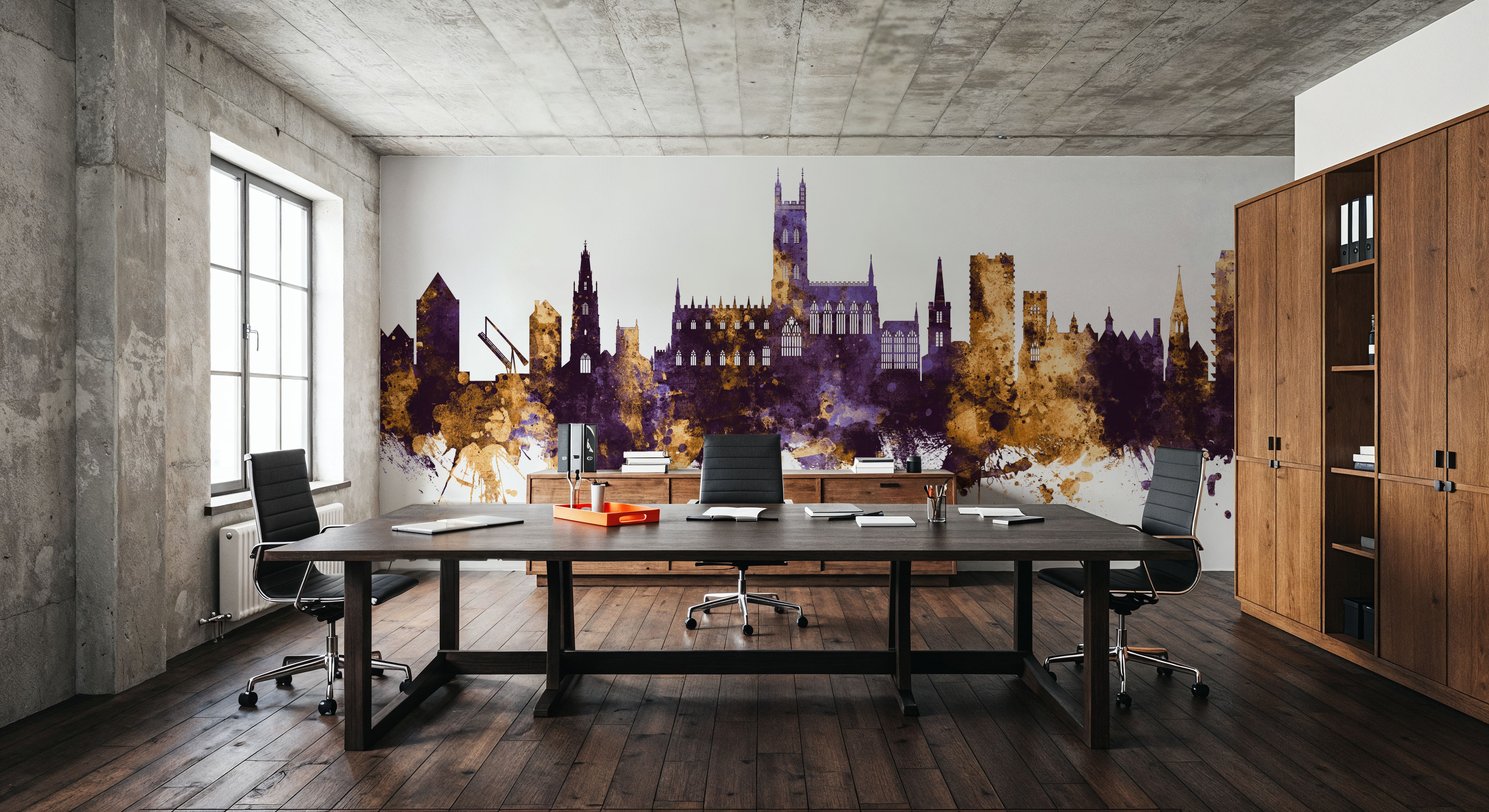Gloucester England Skyline Purple & Gold