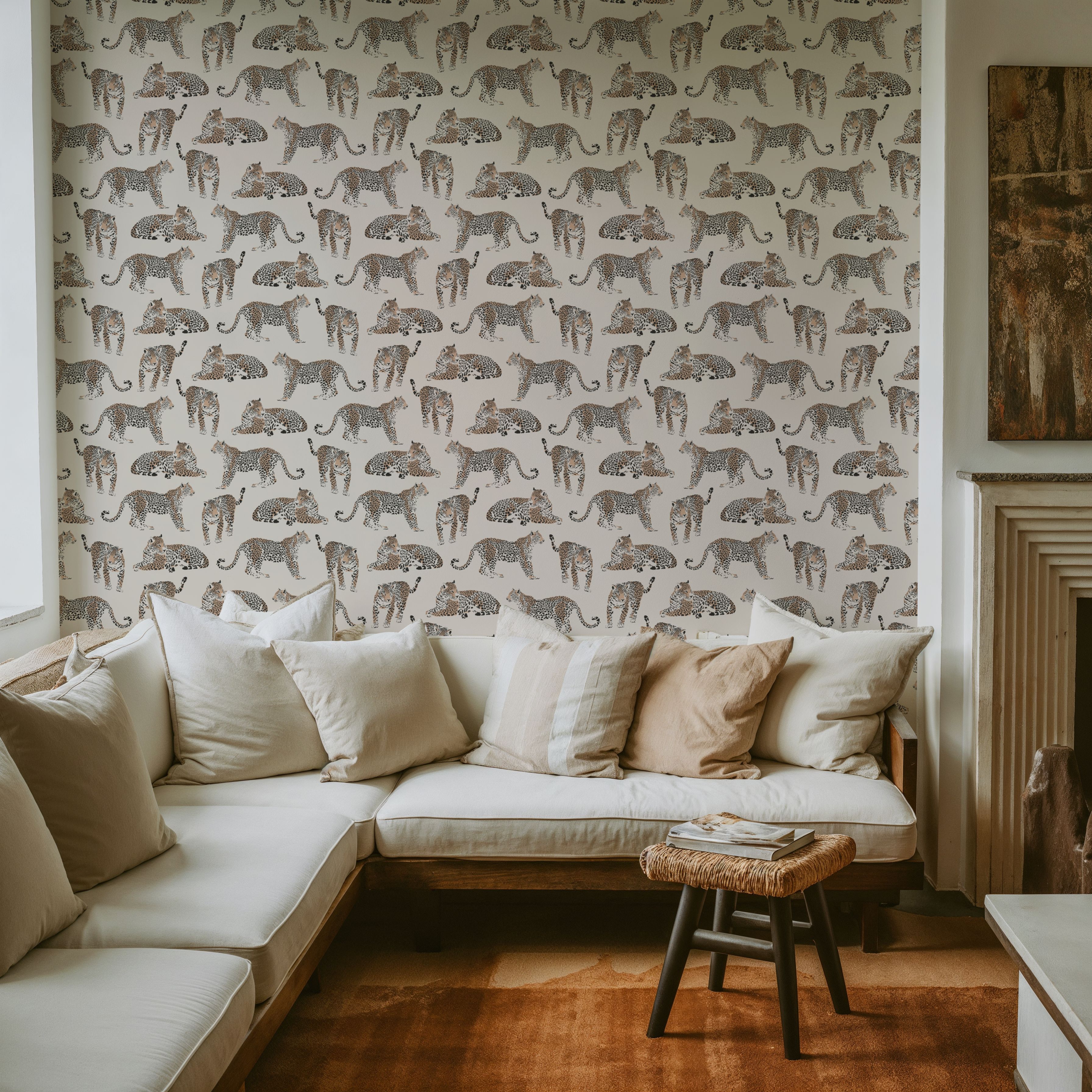 Wallpaper - Land Of The Leopard - Animal print Animals - Brown - Bedroom - Wallism US - Premium, Textured or Peel & Stick