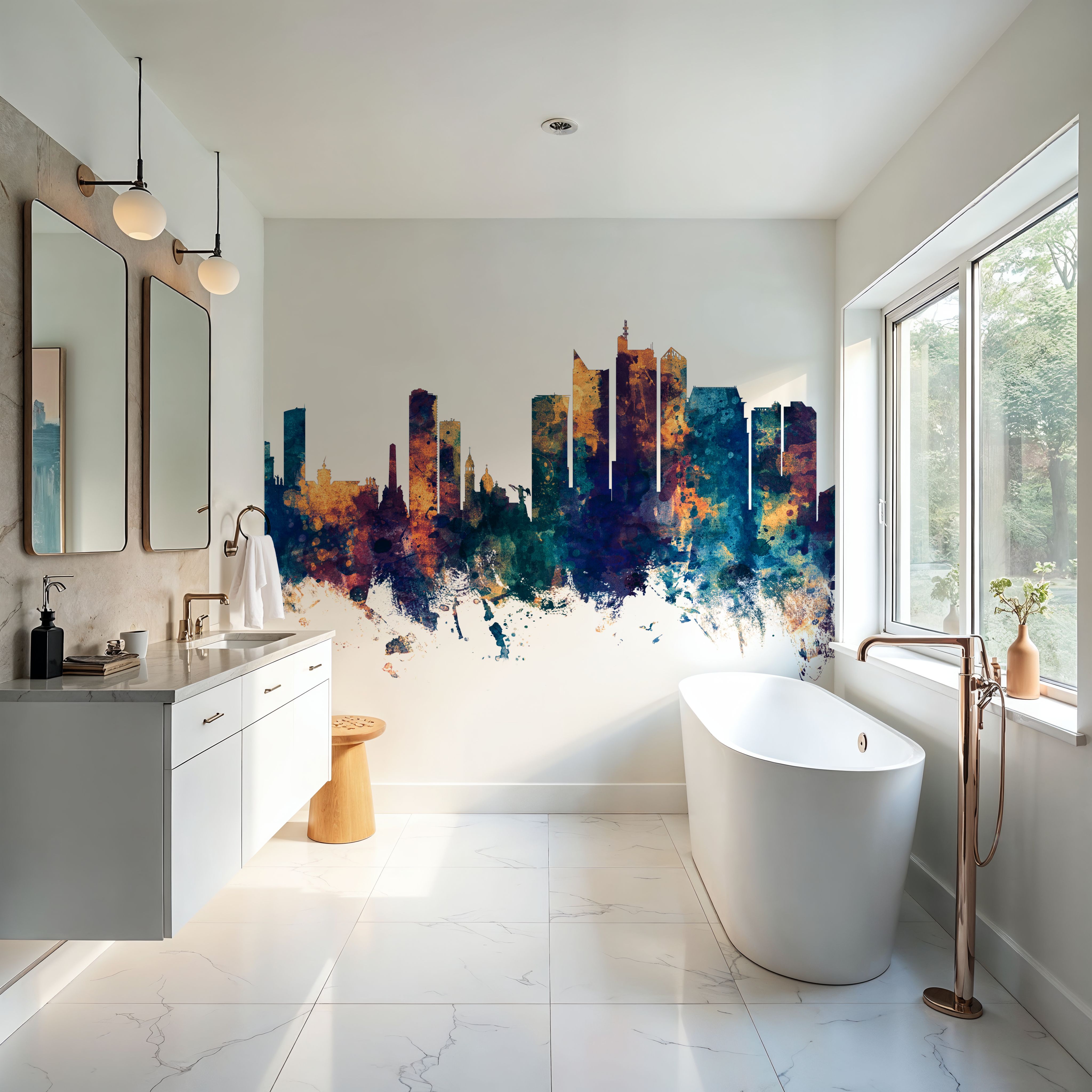 Manila Philippines Skyline Blue & Bronze